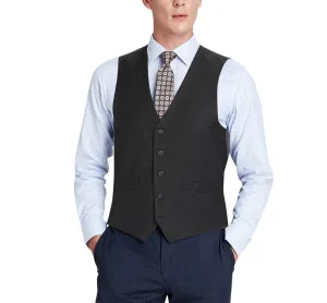 Renoir 201-1 Men's Classic Fit Suit Separate Vest - Black Slim Cut