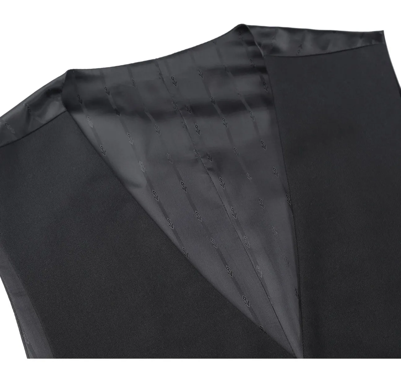Renoir 201-1 Men's Classic Fit Suit Separate Vest - Black Detail Fine