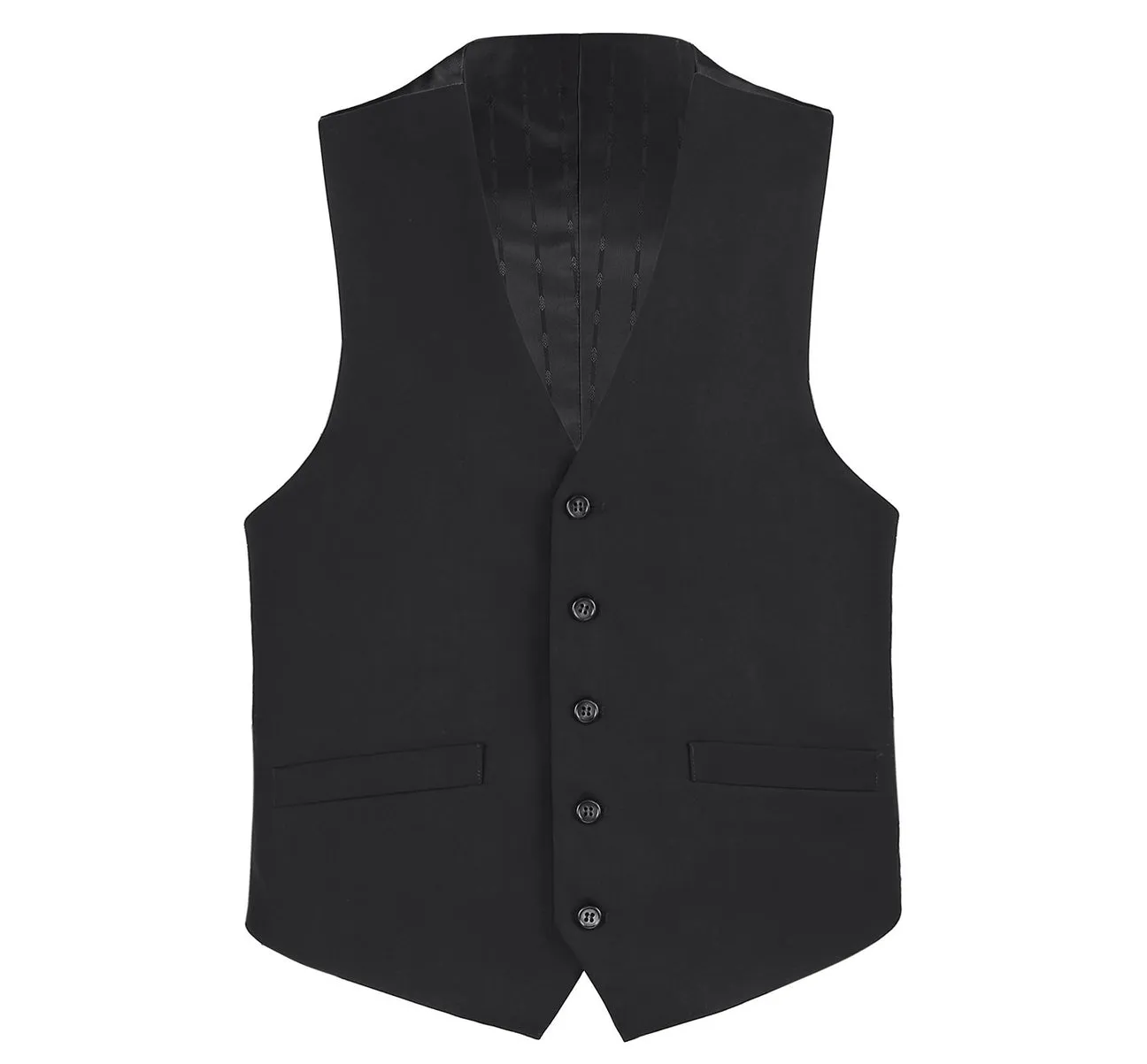 Renoir 201-1 Men's Classic Fit Suit Separate Vest - Black Subtle Luxury