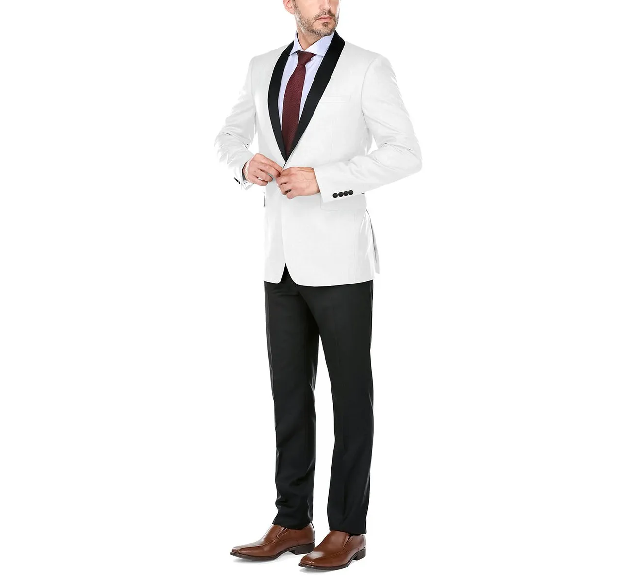 Renoir 201-16 Men's Slim Fit 2-Piece Shawl Lapel Slim Fit Tuxedo Suit mens fashion