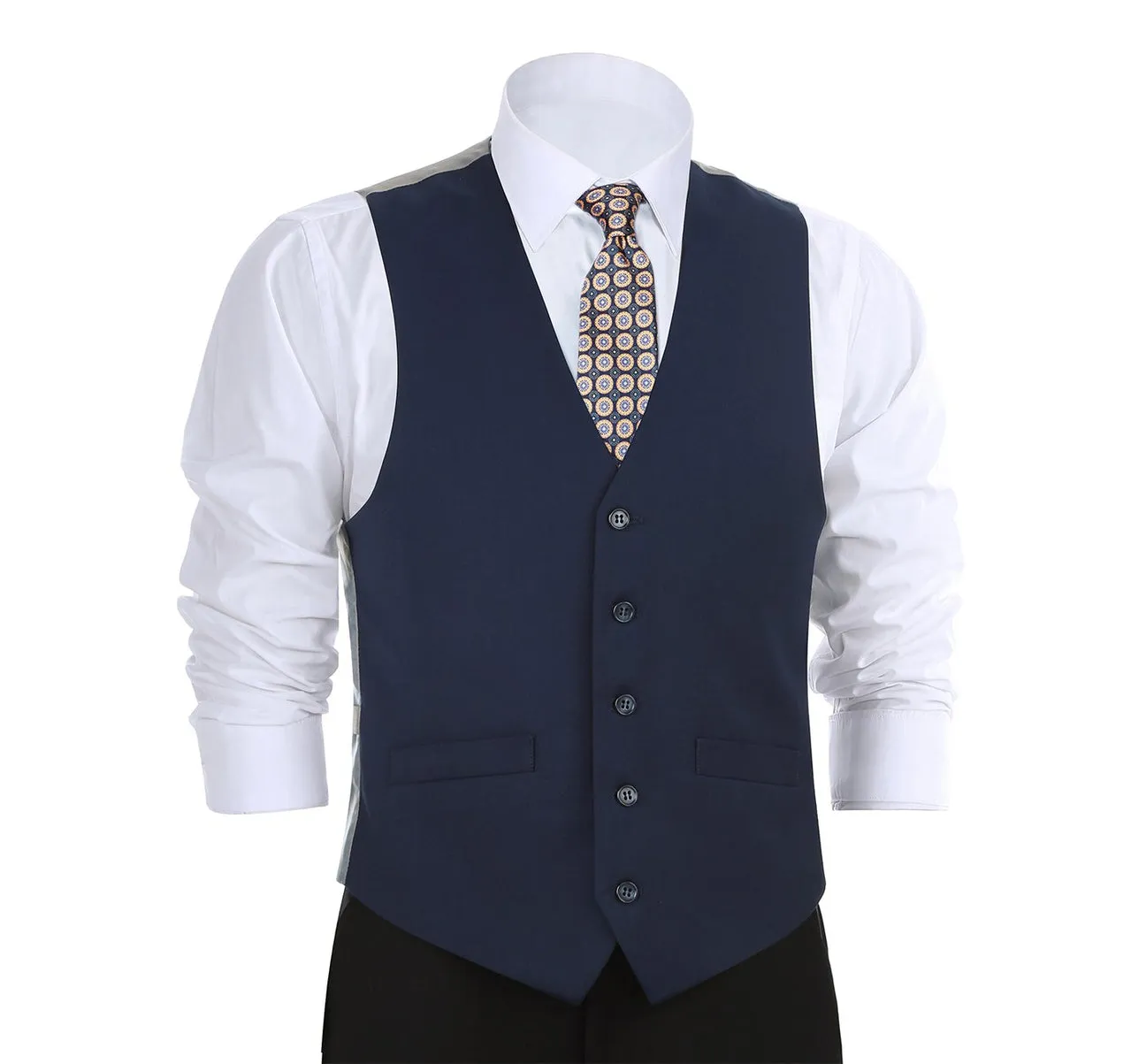 Renoir 201-19 Men's Classic Fit Suit Separate Vest - Navy Leisure Look