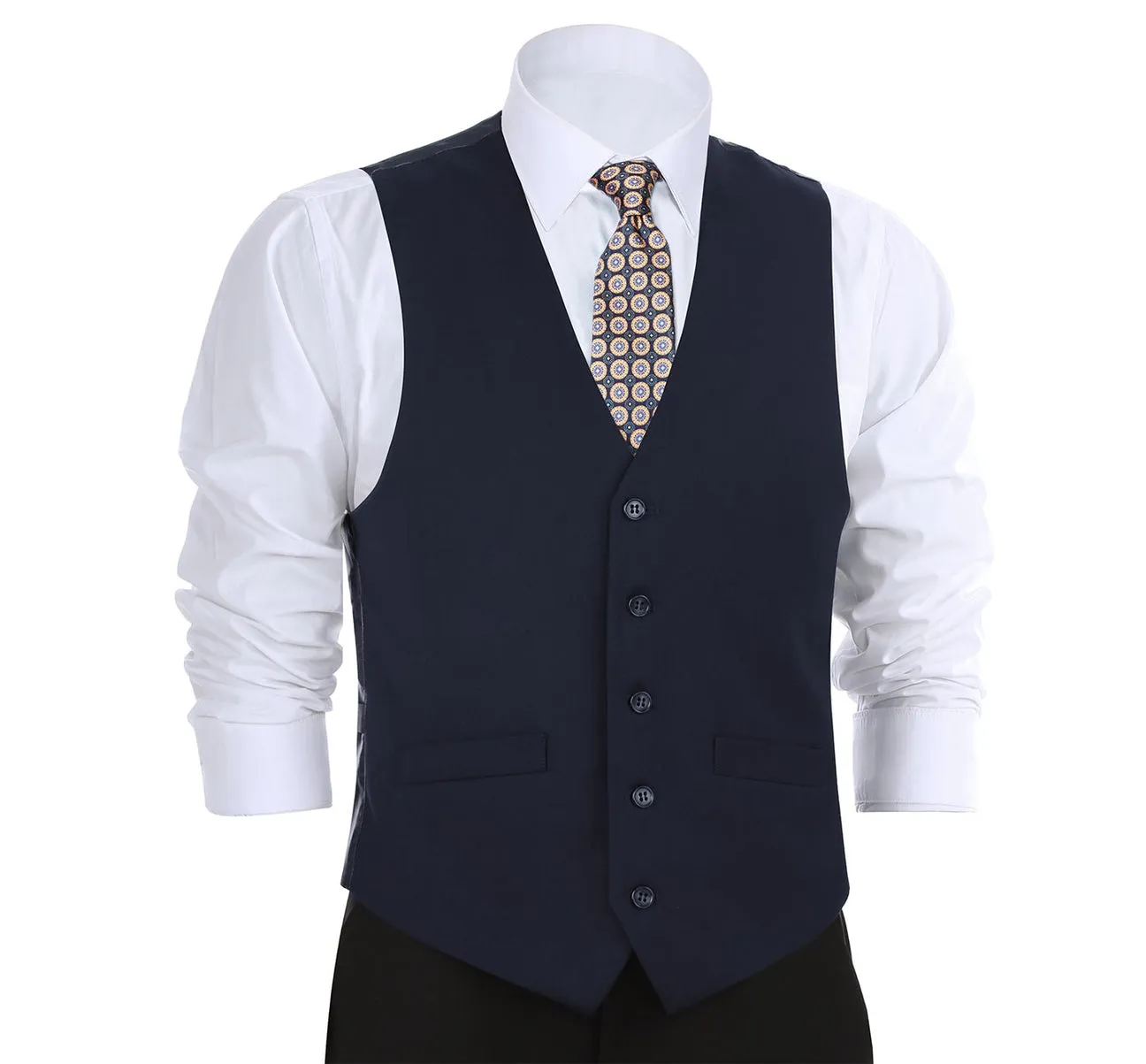 Renoir 201-2 Men's Classic Fit Suit Separate Vest - Navy Wear Flexibility