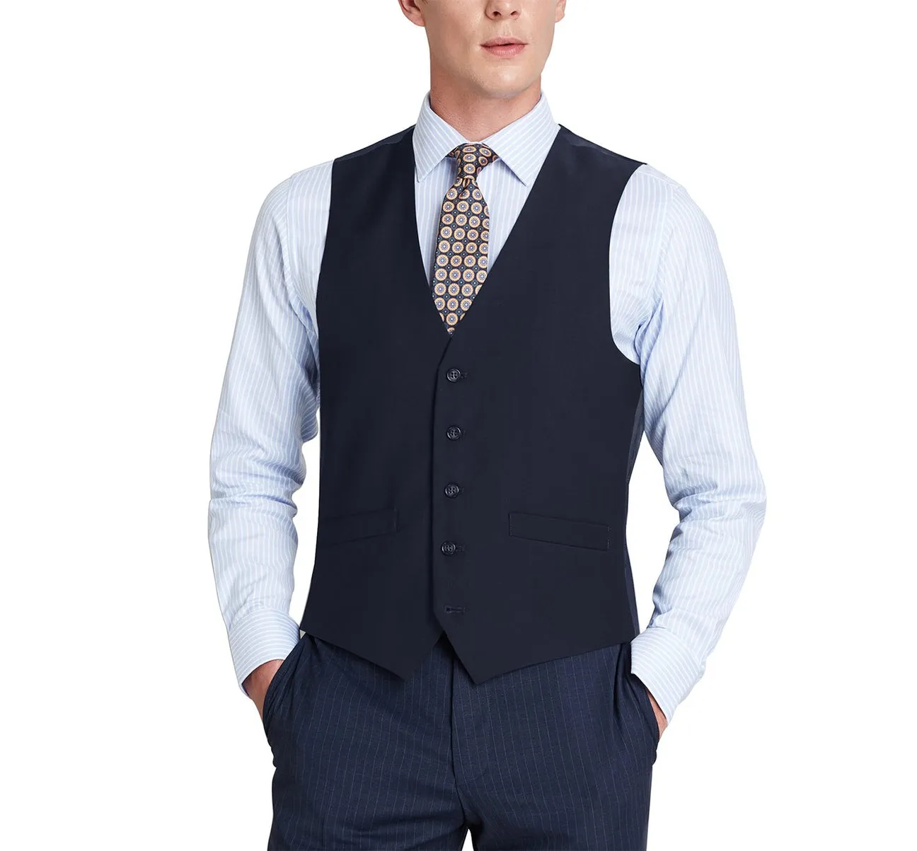 Renoir 201-2 Men's Classic Fit Suit Separate Vest - Navy Elegant Women