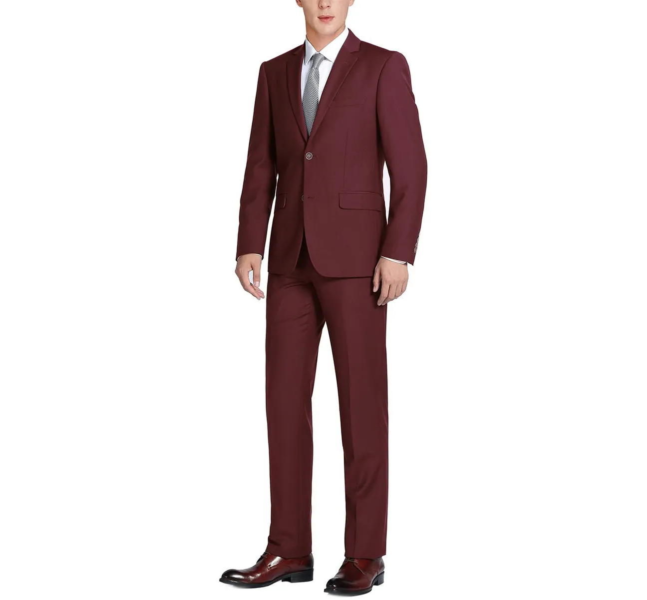 Renoir 201-8 Men's 2-Piece Single Breasted Notch Lapel Modern Fit Suit modern classic