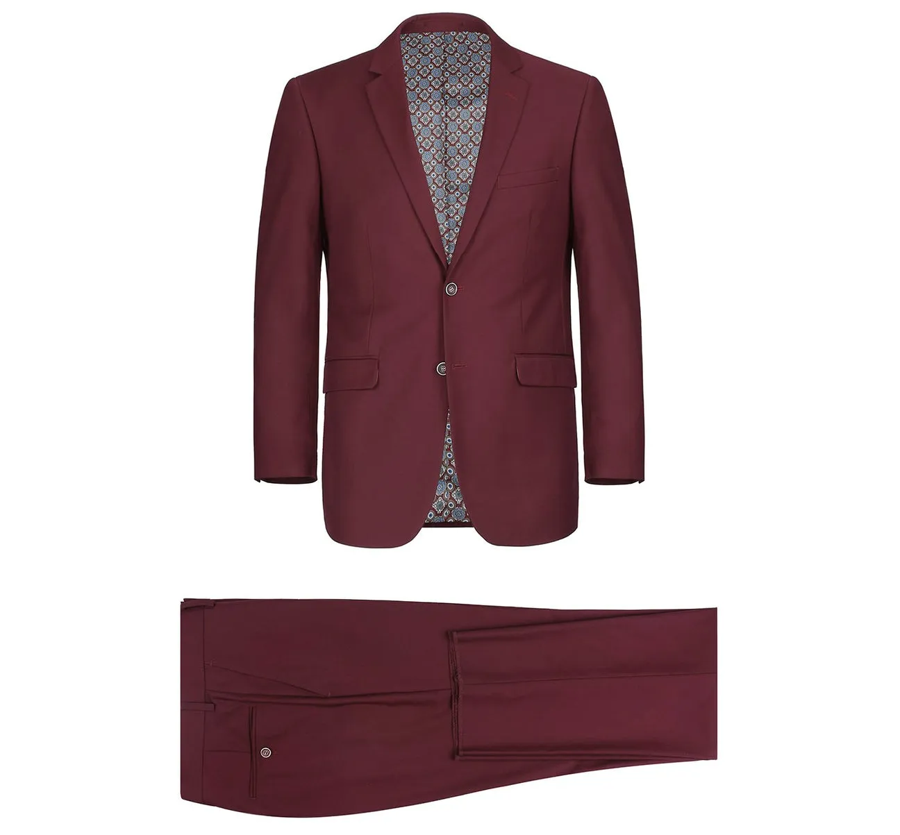 Renoir 201-8 Men's 2-Piece Single Breasted Notch Lapel Slim Fit Suit stylish jacket