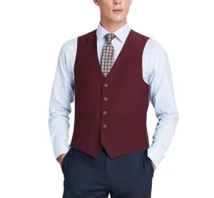 Renoir 201-8 Men's Classic Fit Suit Separate Vest - Burgundy Breathable Fabric