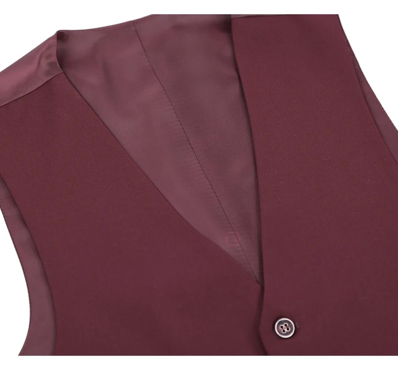 Renoir 201-8 Men's Classic Fit Suit Separate Vest - Burgundy Meeting Wear
