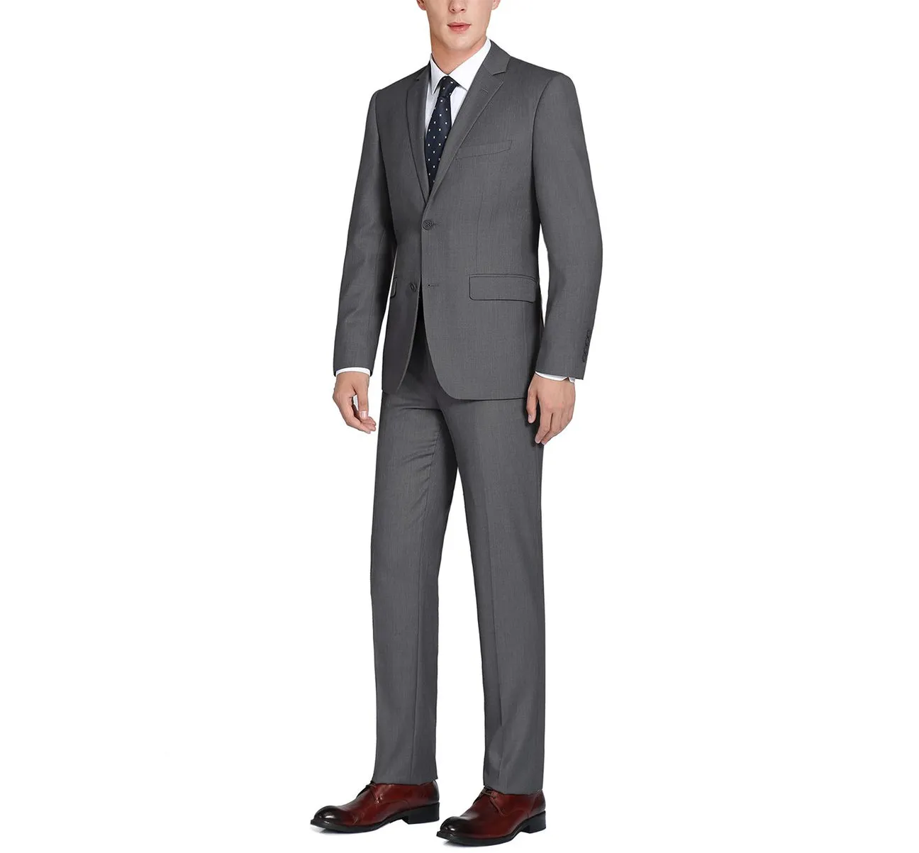 Renoir 202-1 Men's 2-Piece Single Breasted Notch Lapel Slim Fit Suit luxury style