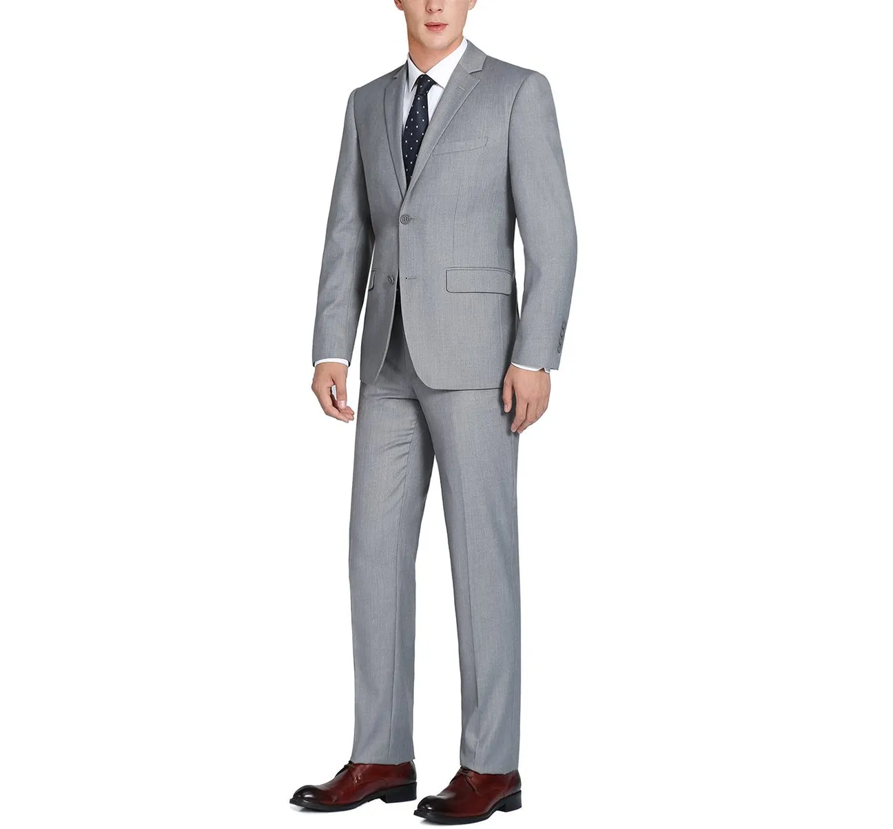 Renoir 202-2 Men's 2-Piece Single Breasted Notch Lapel Modern Fit Suit professional style