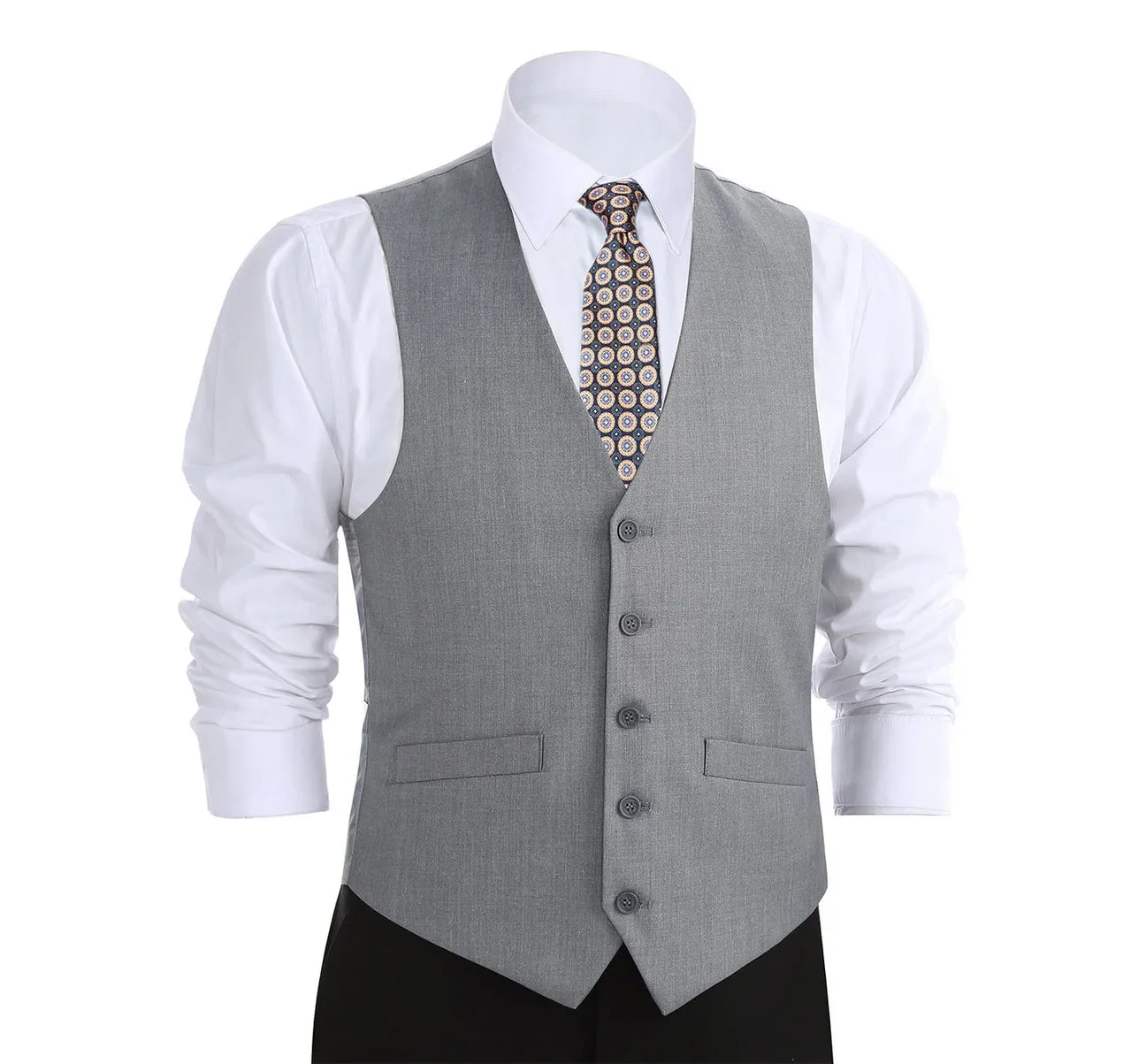 Renoir 202-2 Men's Classic Fit Suit Separate Vest - Grey High Comfort