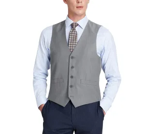 Renoir 202-2 Men's Classic Fit Suit Separate Vest - Grey Detail Fine