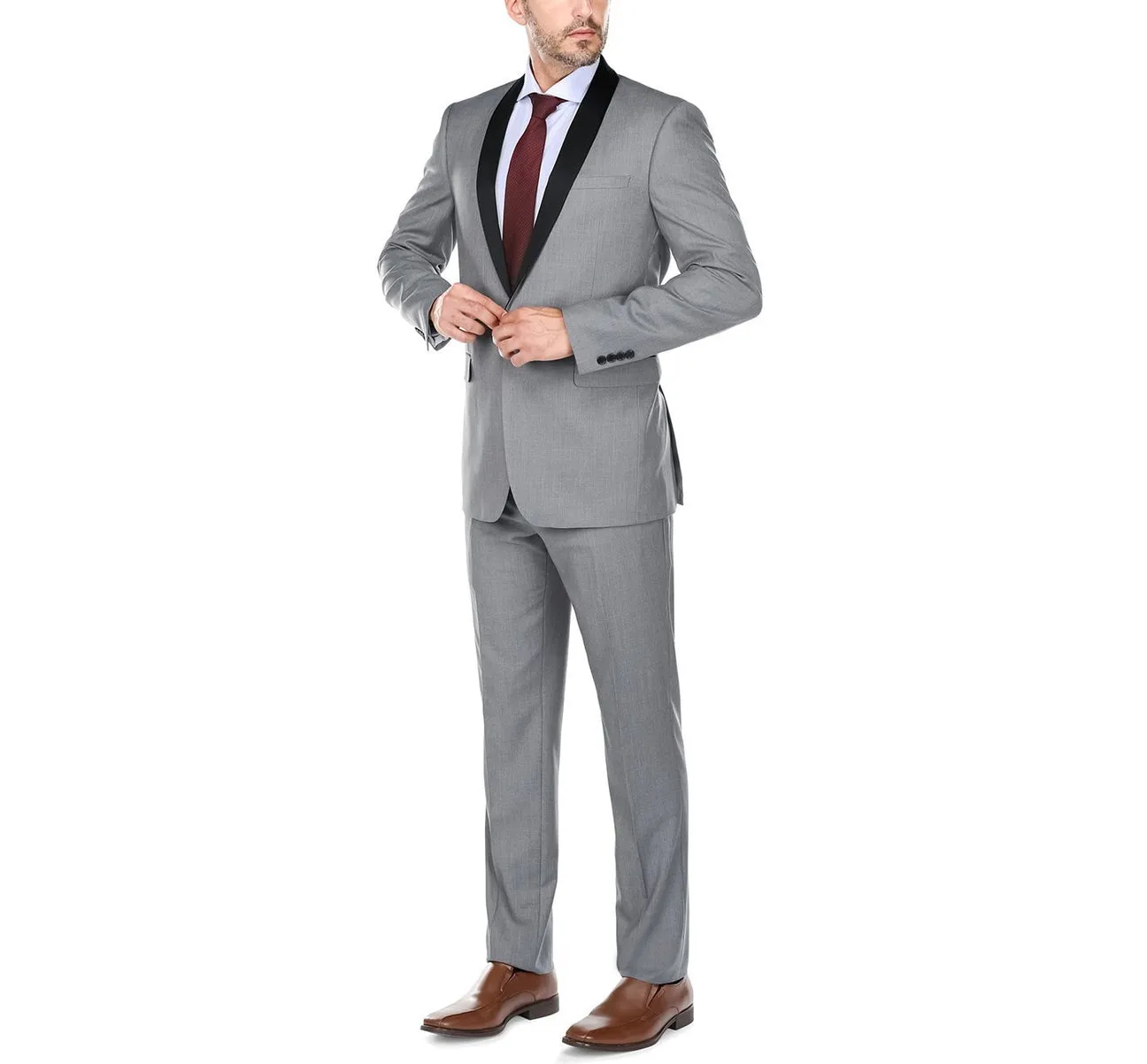 Renoir 202-2 Men's Slim Fit 2-Piece Shawl Lapel Slim Fit Tuxedo mens style