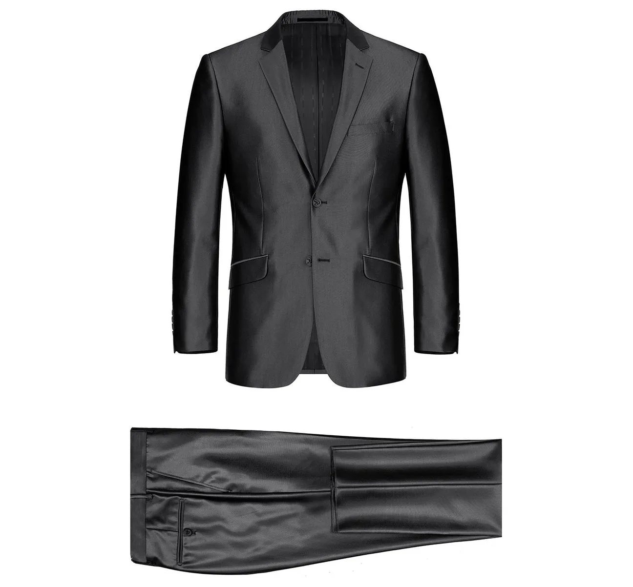 Renoir 207-1 Men's Sharkskin Italian Styled Two Piece Slim Fit Suit traditional outfit