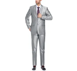 Renoir 207-2 Men's Sharkskin Italian Styled Two Piece Slim Fit Suit stylish ensemble