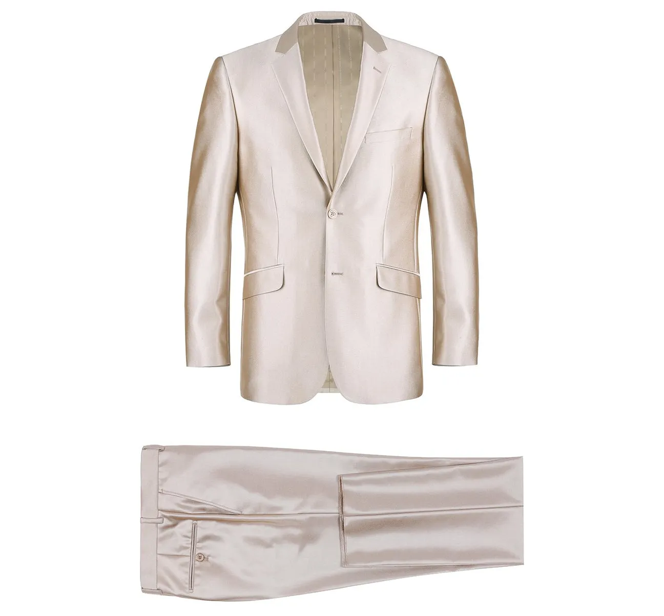 Renoir 207-3 Men's Sharkskin Italian Styled Two Piece Slim Fit Suit formal wear collection