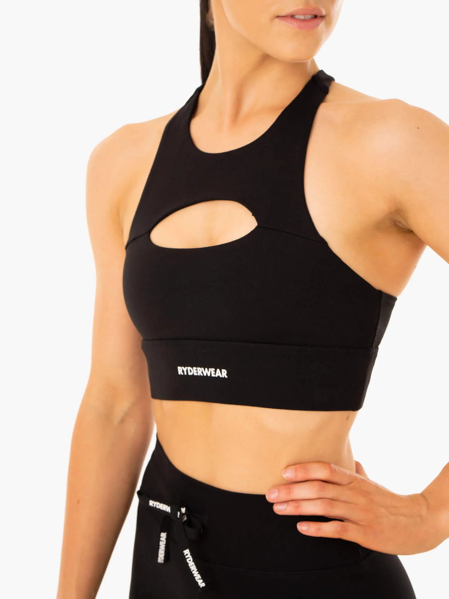 Replay Cut Out Sports Bra - Black Light Wrap