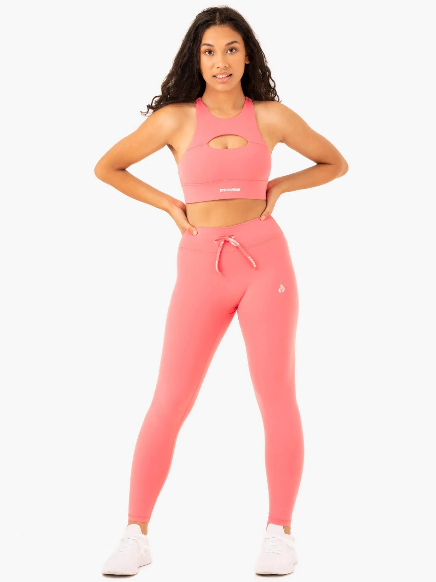 Replay High Waisted Leggings - Coral Breathable mesh