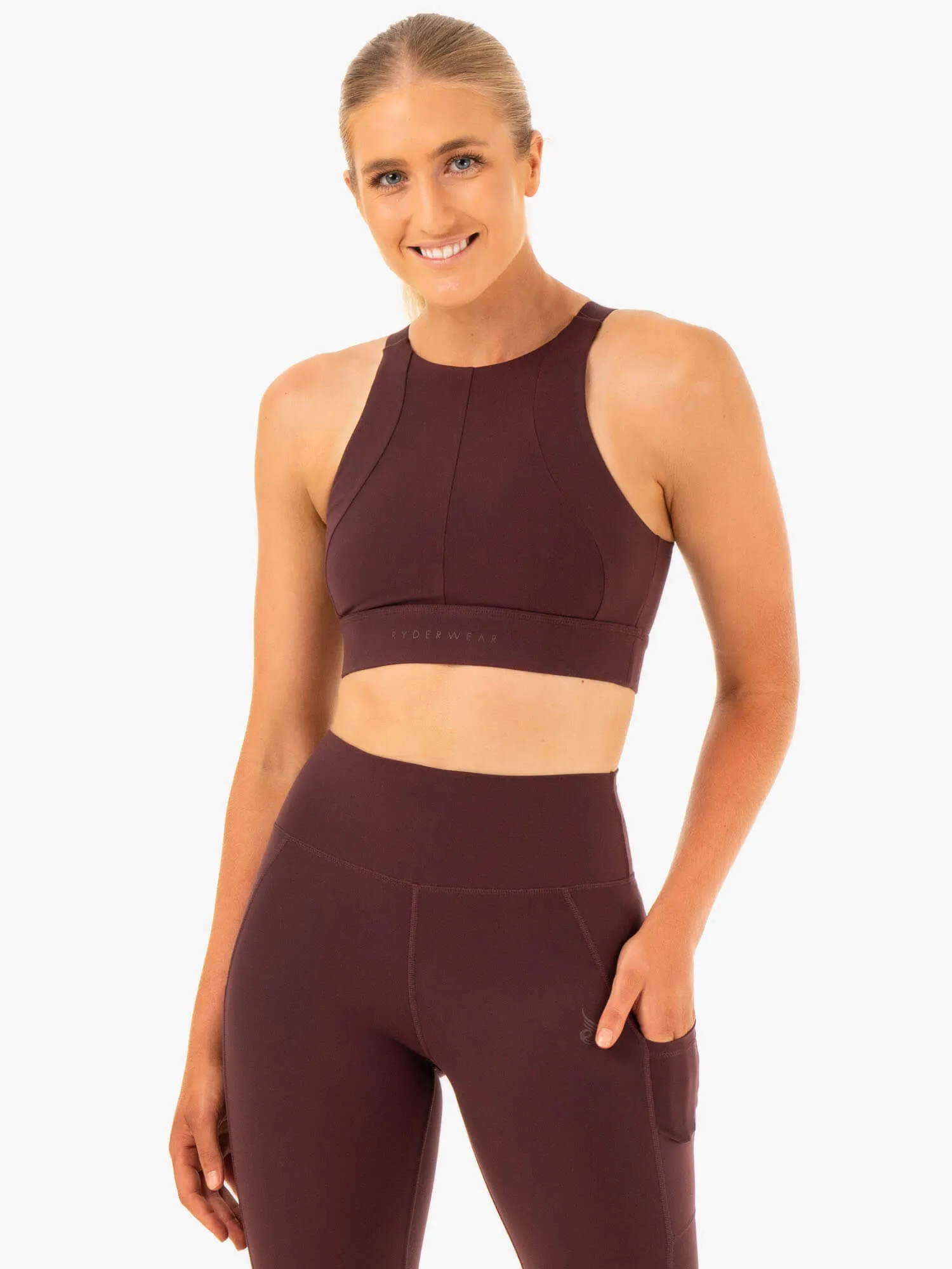 Reset High Impact Sports Bra - Chocolate Moisture Wicking