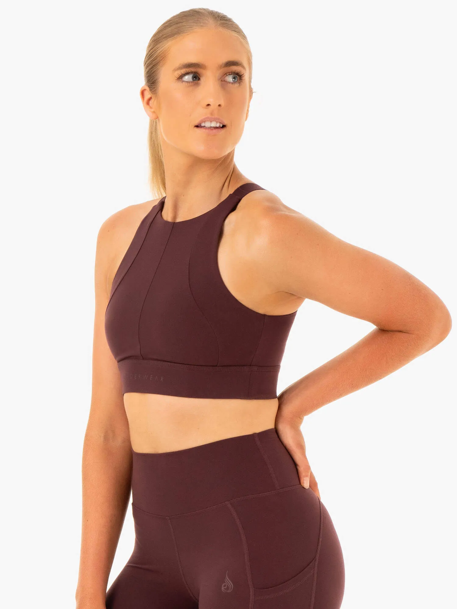 Reset High Impact Sports Bra - Chocolate Sweat Proof
