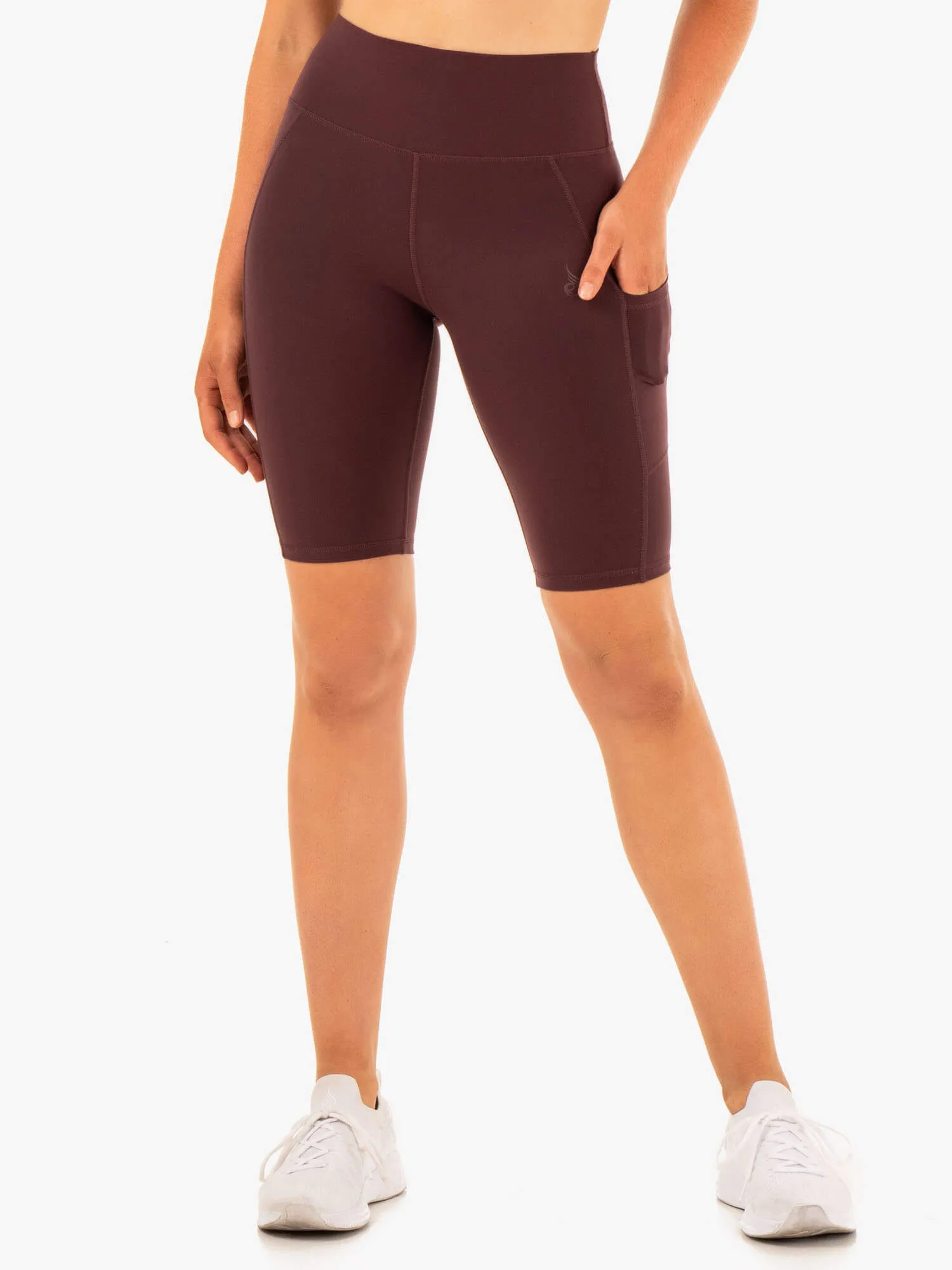 Reset High Waisted Pocket Bike Shorts - Chocolate active comfort