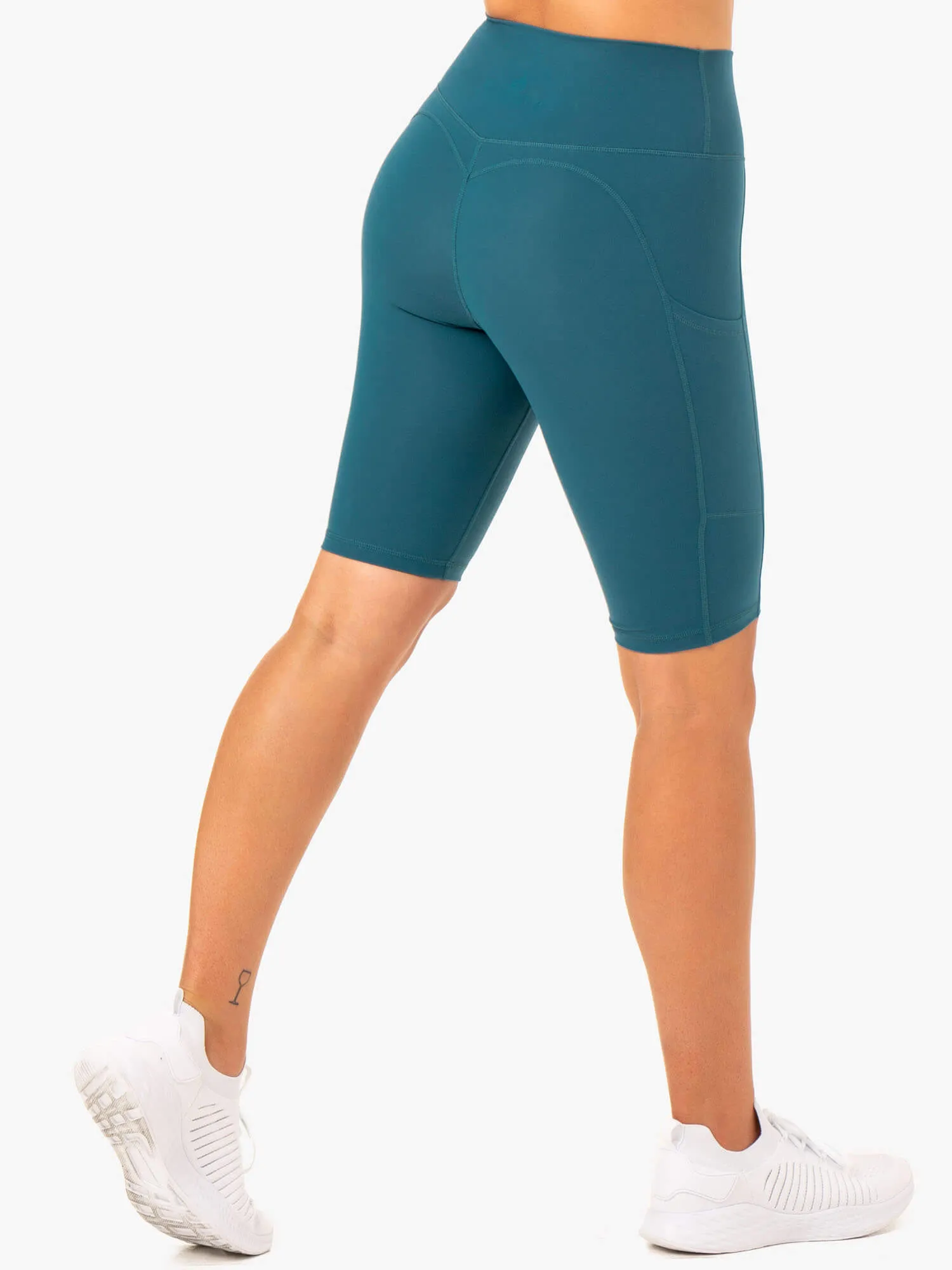 Reset High Waisted Pocket Bike Shorts - Teal high performance