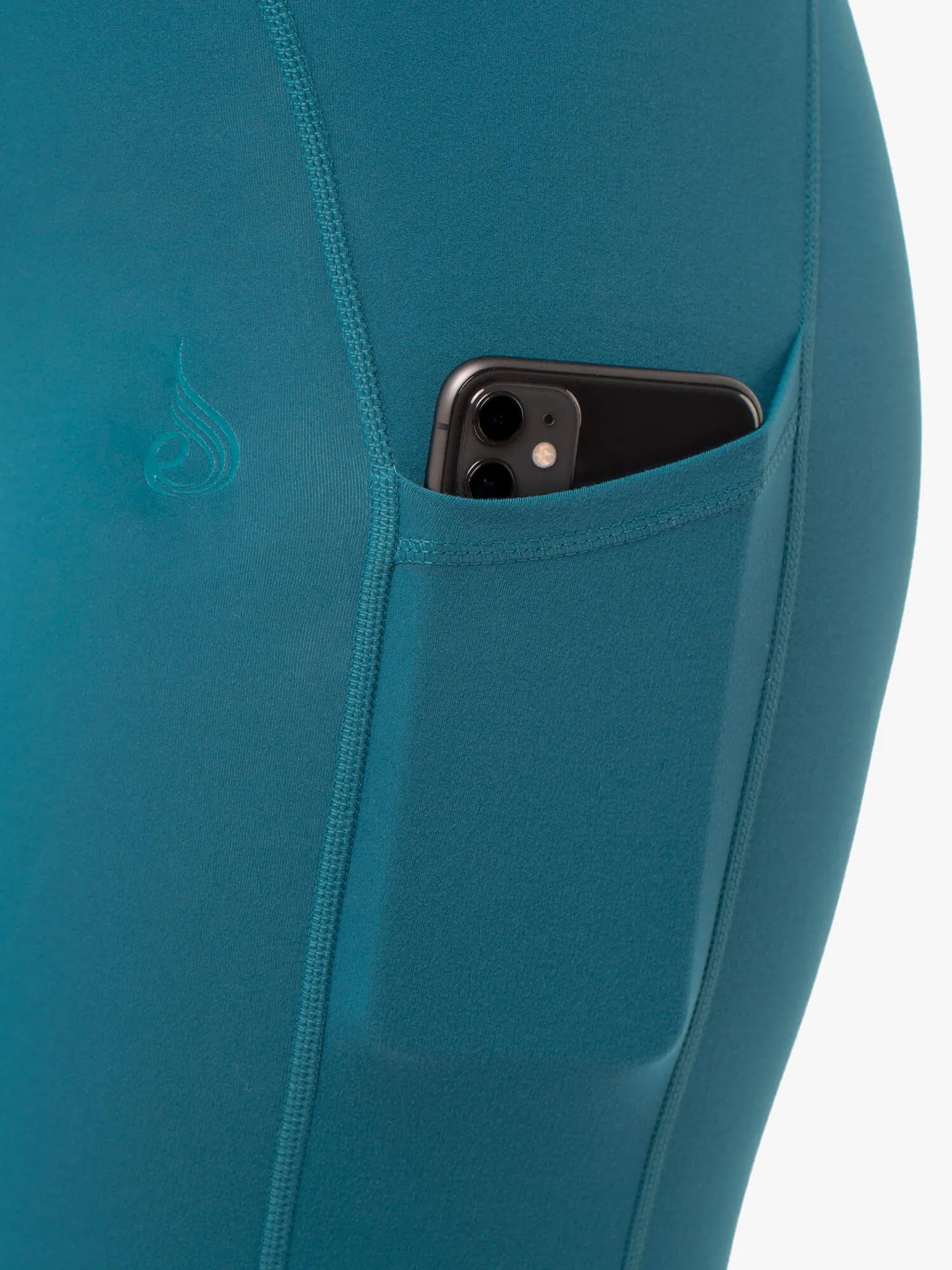 Reset High Waisted Pocket Bike Shorts - Teal workout partner