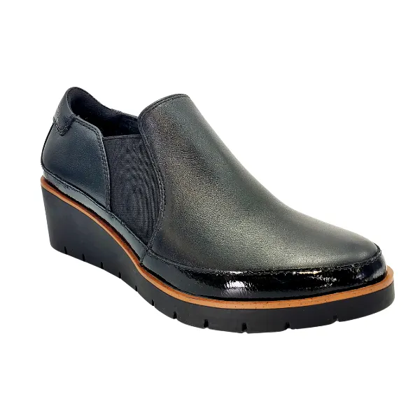 Revere Women's Mykonos Wedge Loafer Black street style