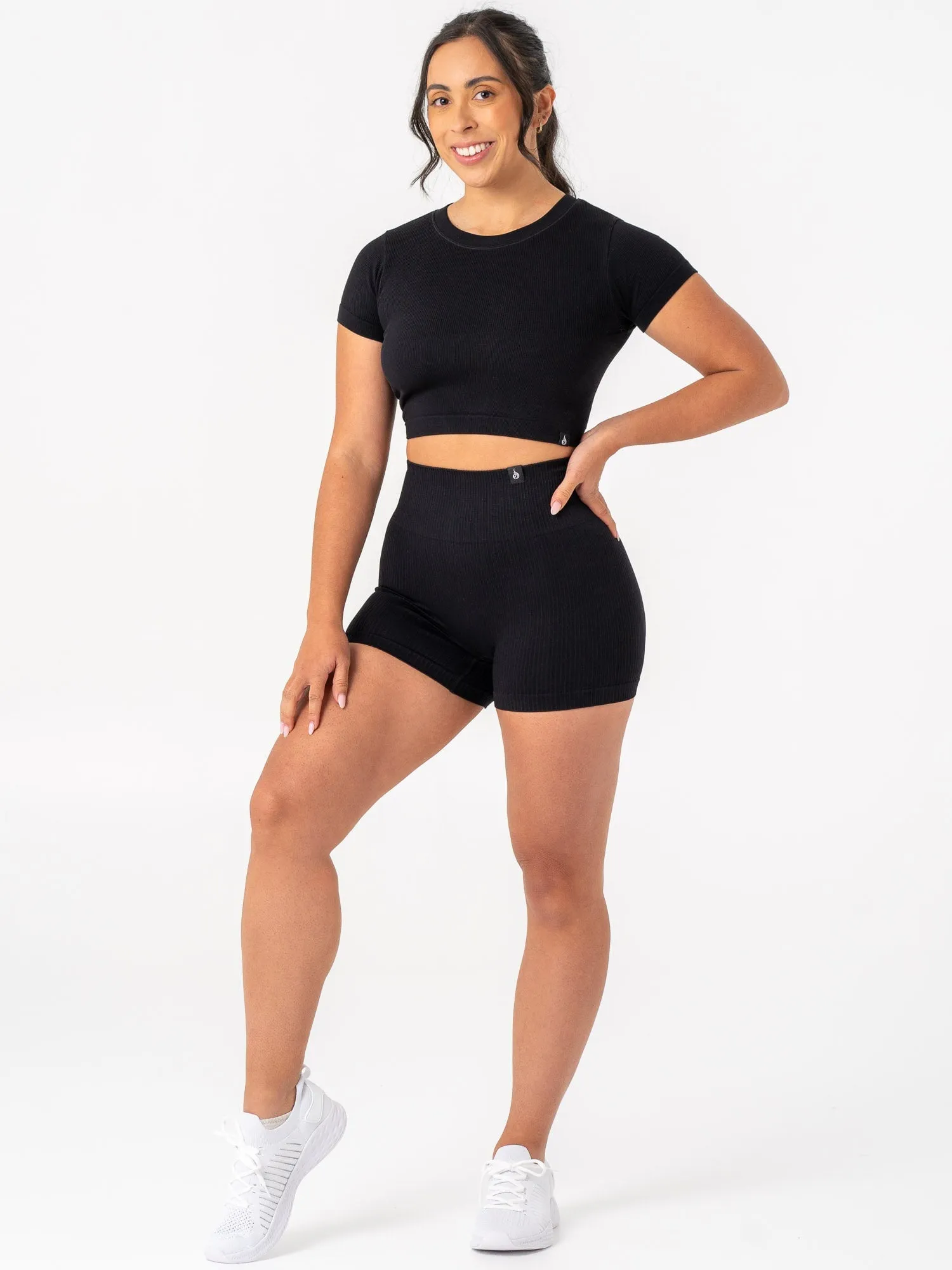 Rib Scrunch Seamless Shorts - Black training gear