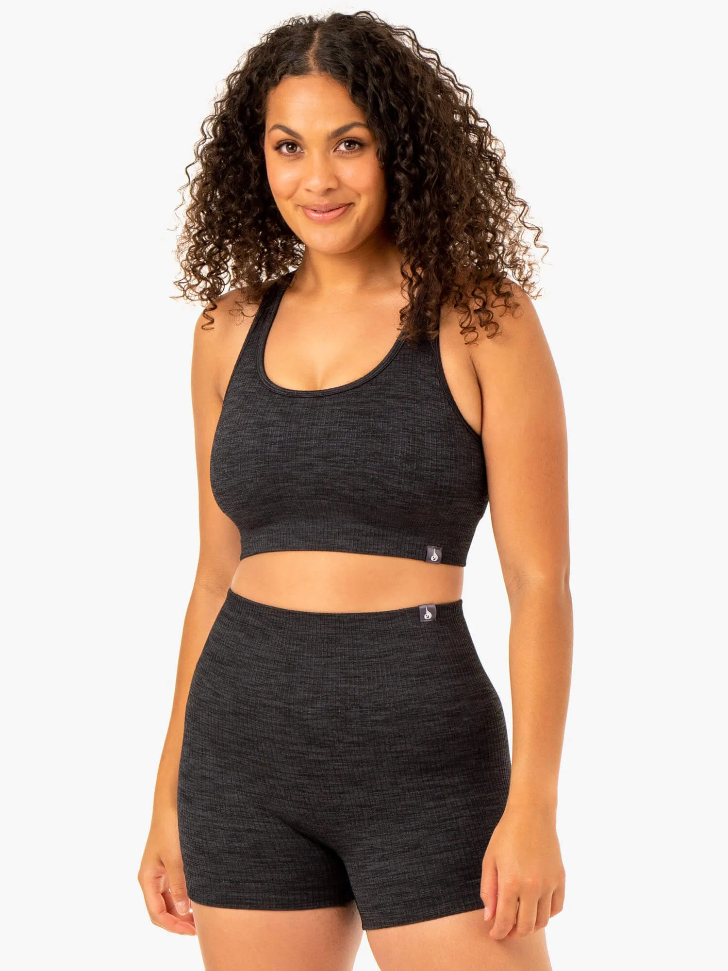 Rib Seamless Sports Bra - Black Marl Breath Fresh