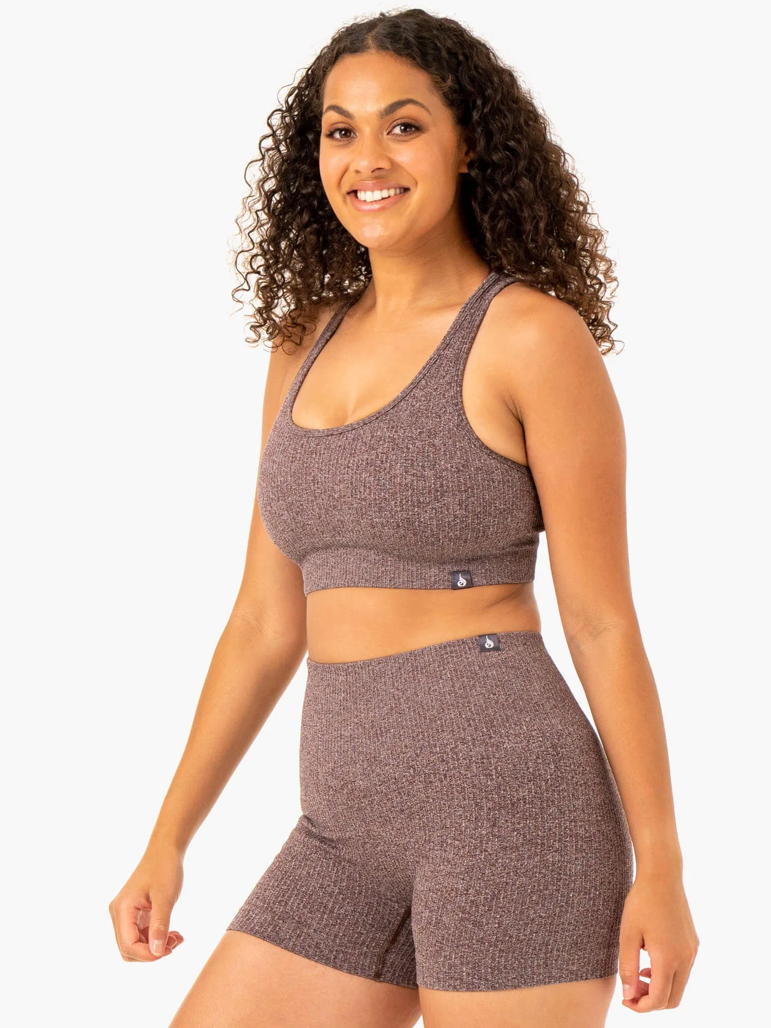 Rib Seamless Sports Bra - Chocolate Marl Pressure Relief