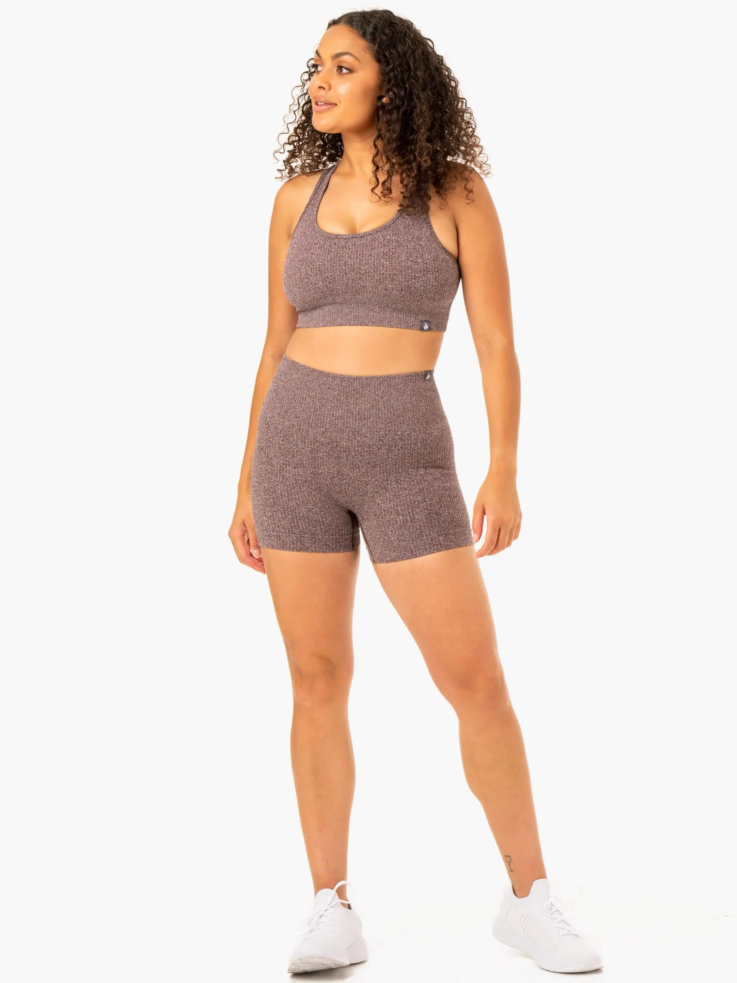 Rib Seamless Sports Bra - Chocolate Marl Wire-Free Design