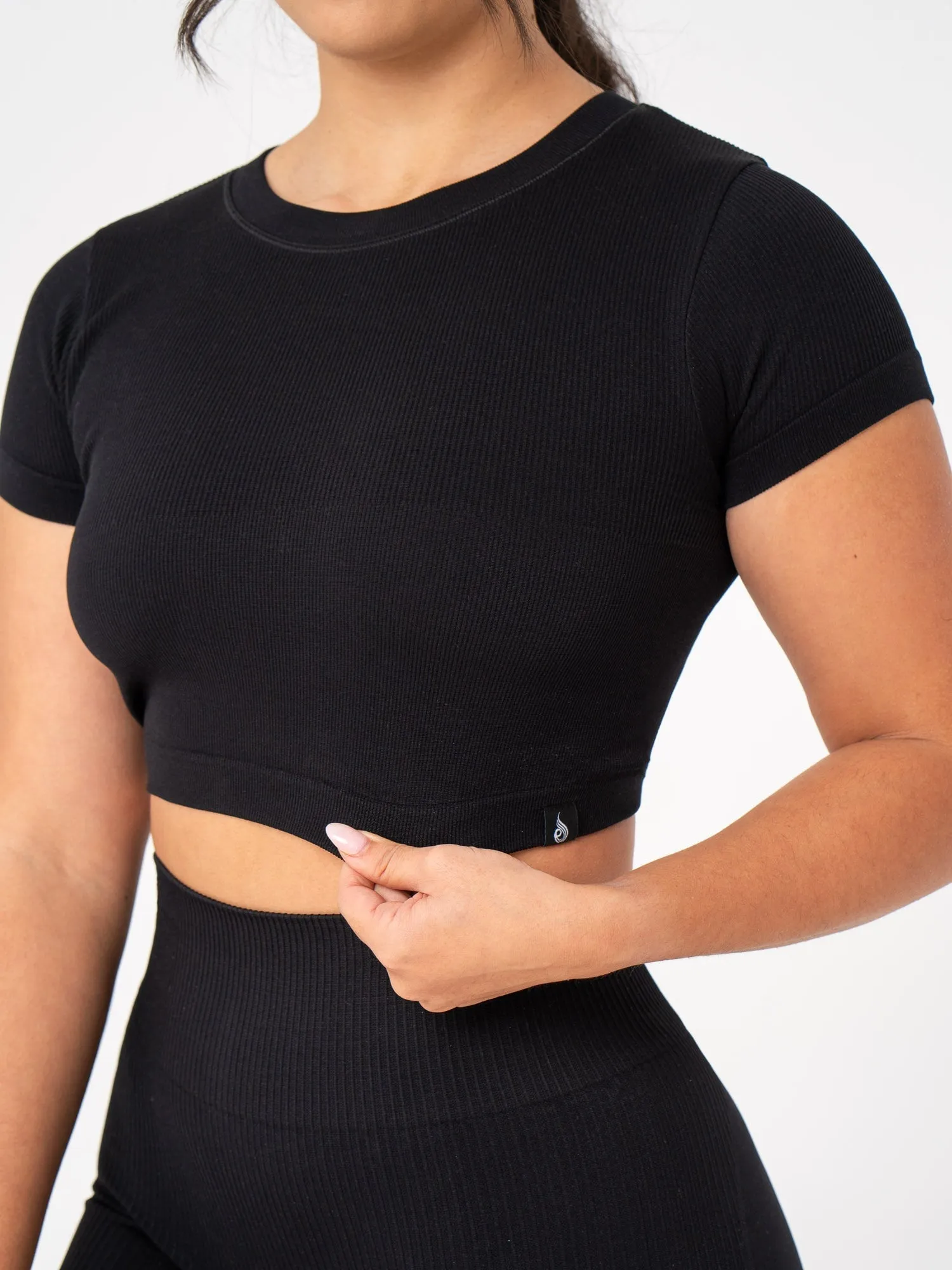 Rib Seamless T-Shirt - Black fall winter