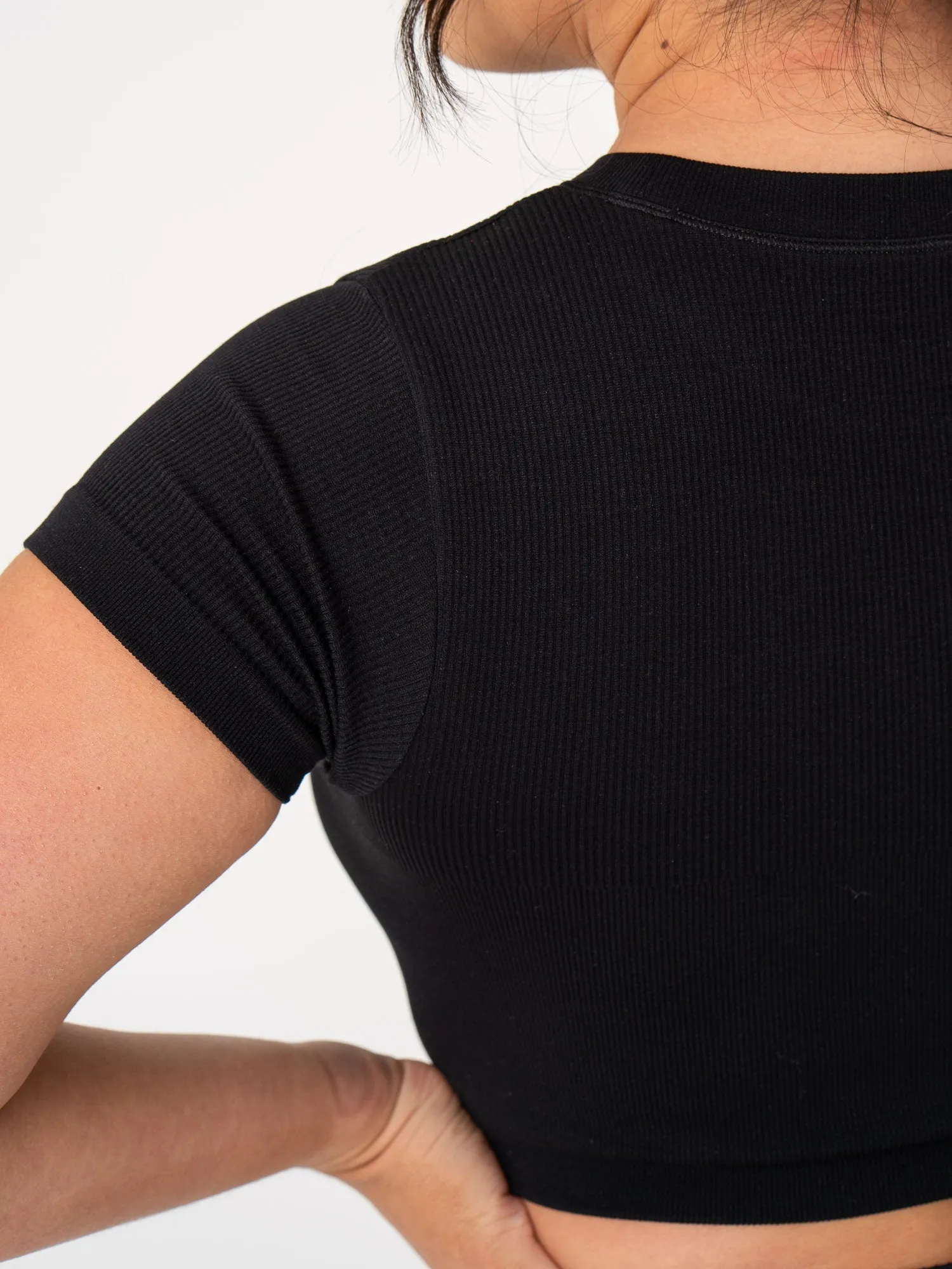 Rib Seamless T-Shirt - Black easygoing