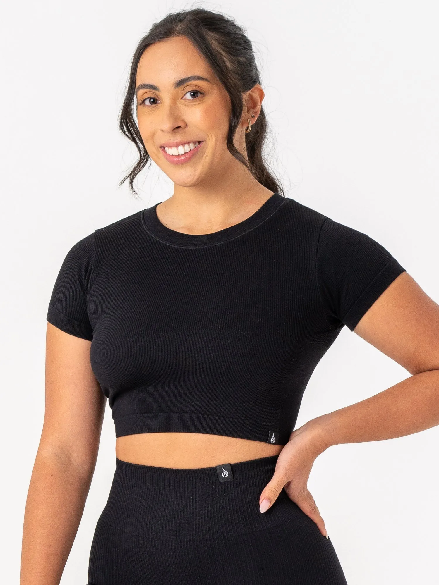 Rib Seamless T-Shirt - Black casual wear