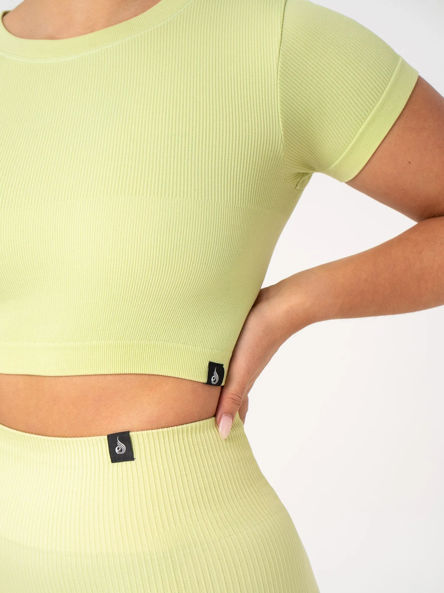 Rib Seamless T-Shirt - Lime casual design