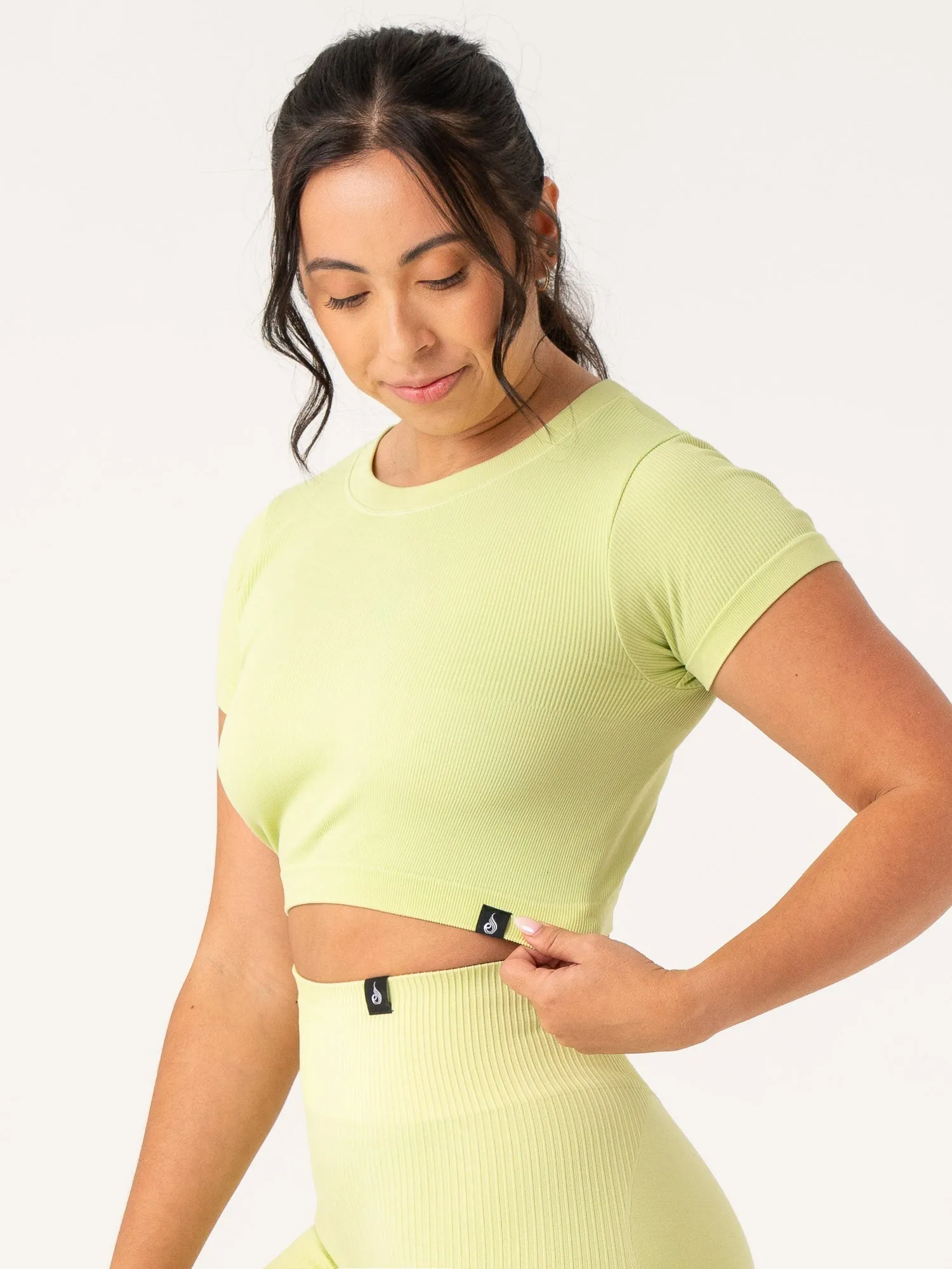 Rib Seamless T-Shirt - Lime cozy style