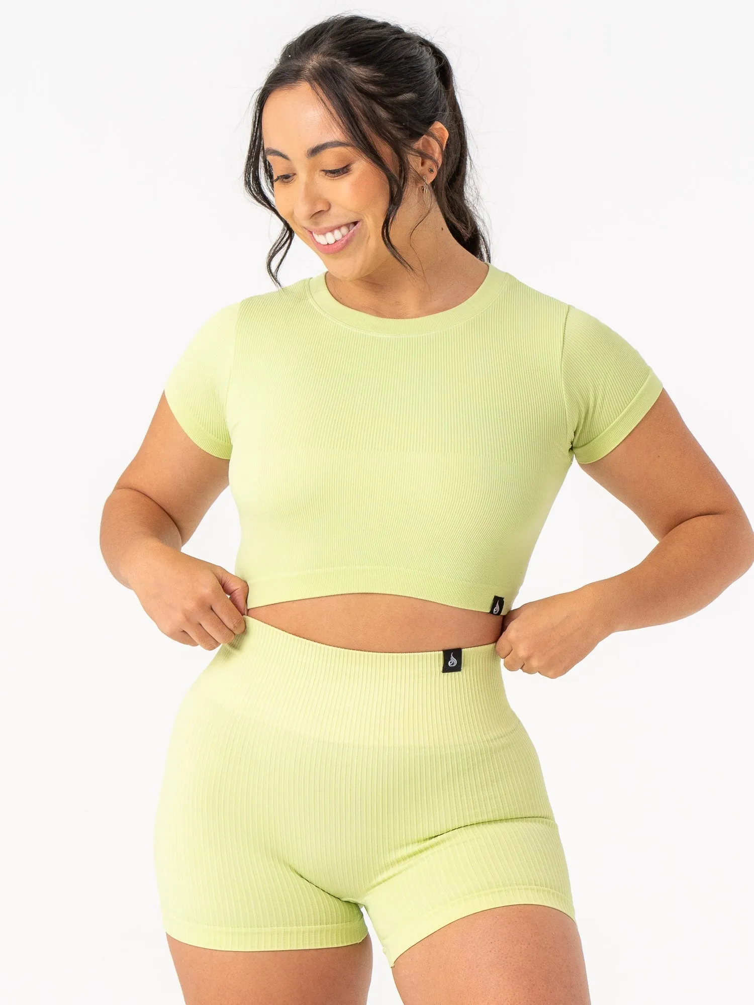 Rib Seamless T-Shirt - Lime cultural fusion