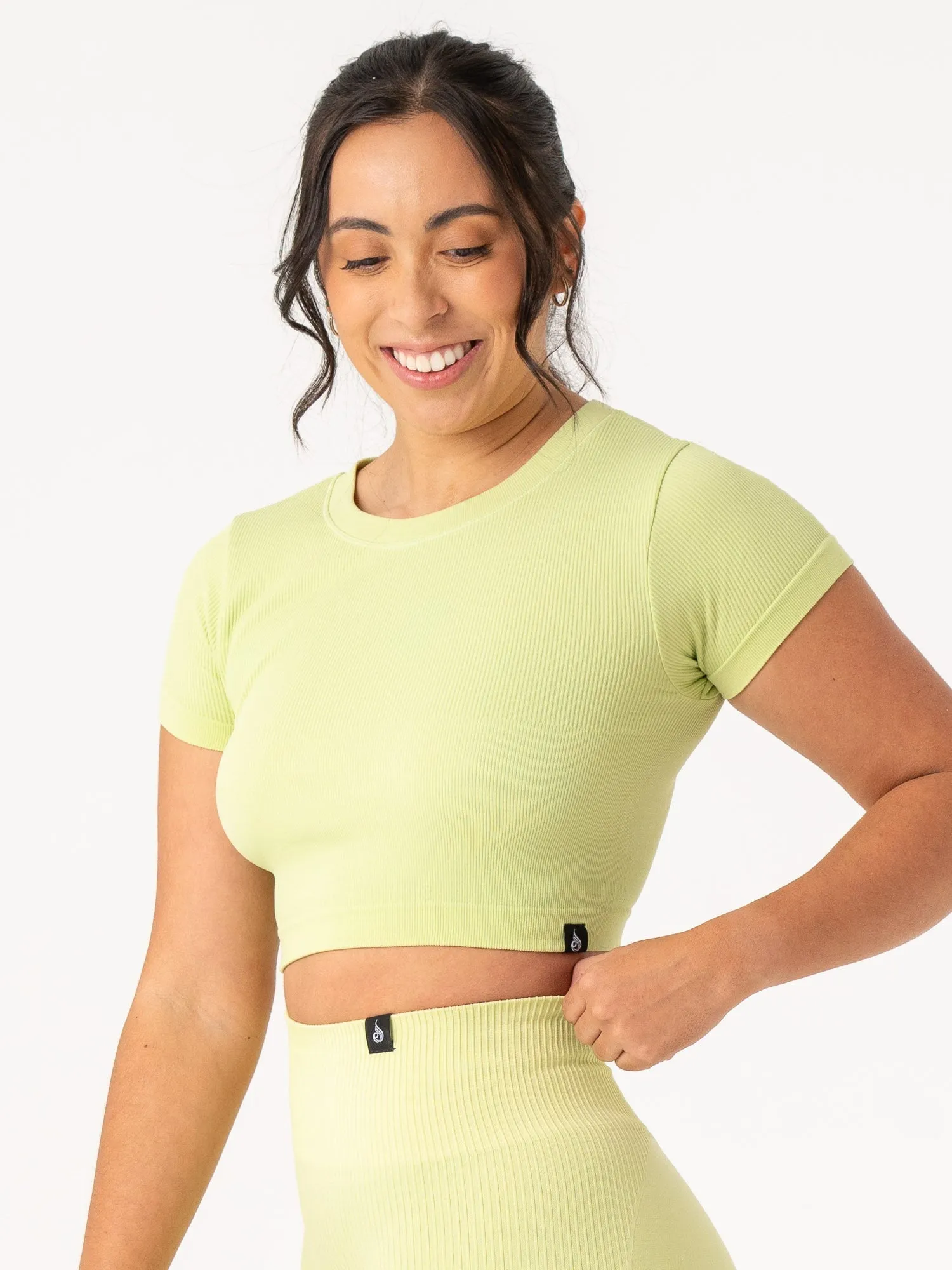 Rib Seamless T-Shirt - Lime vintage inspired