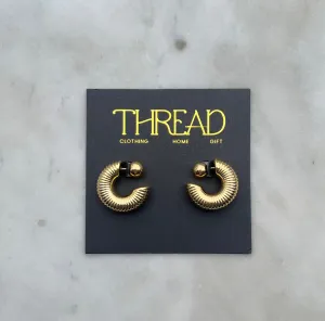 Ribbed Small Ball Gold Hoop cozy mood