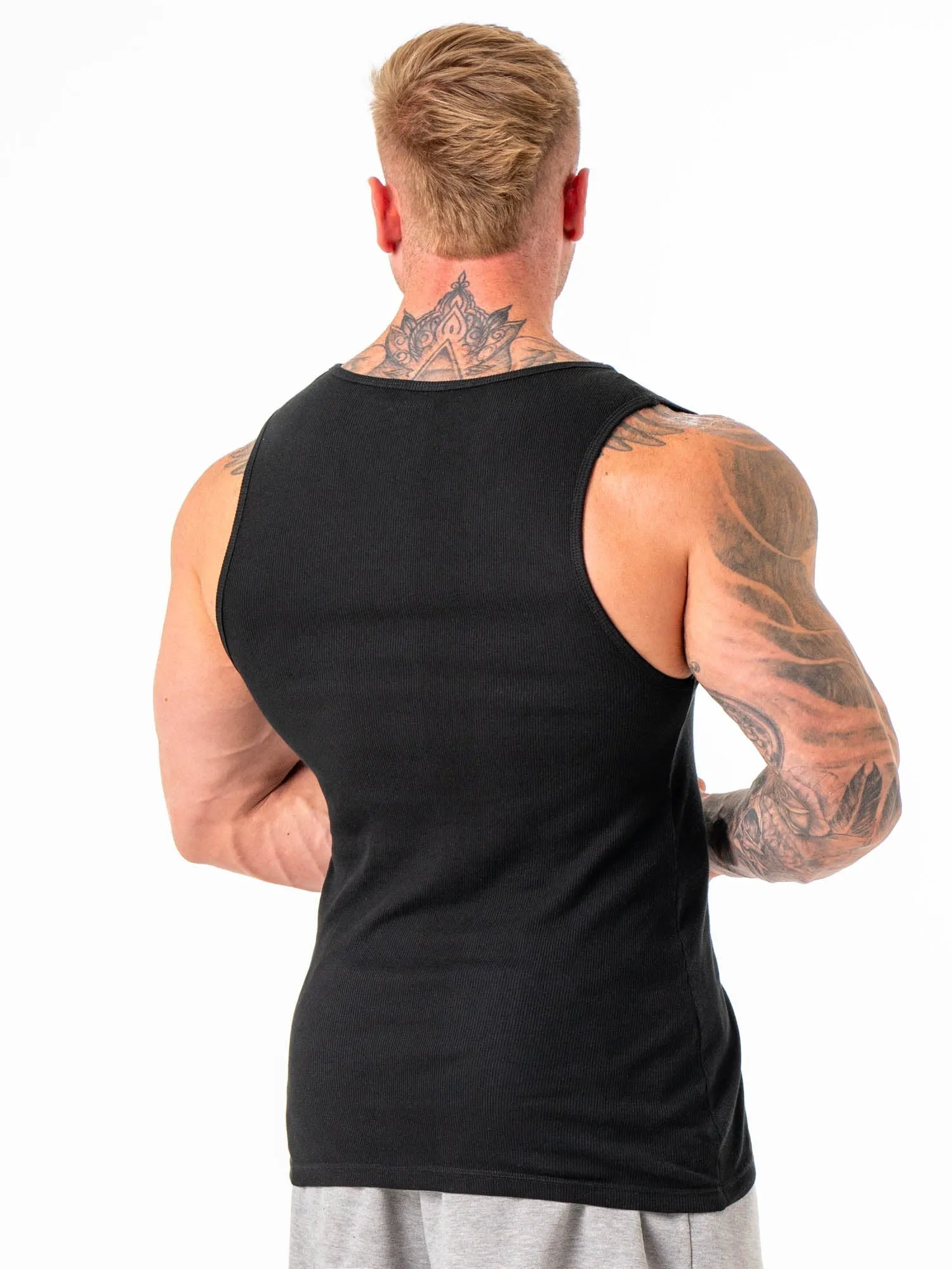 Ribbed Tank - Black moisture wicking
