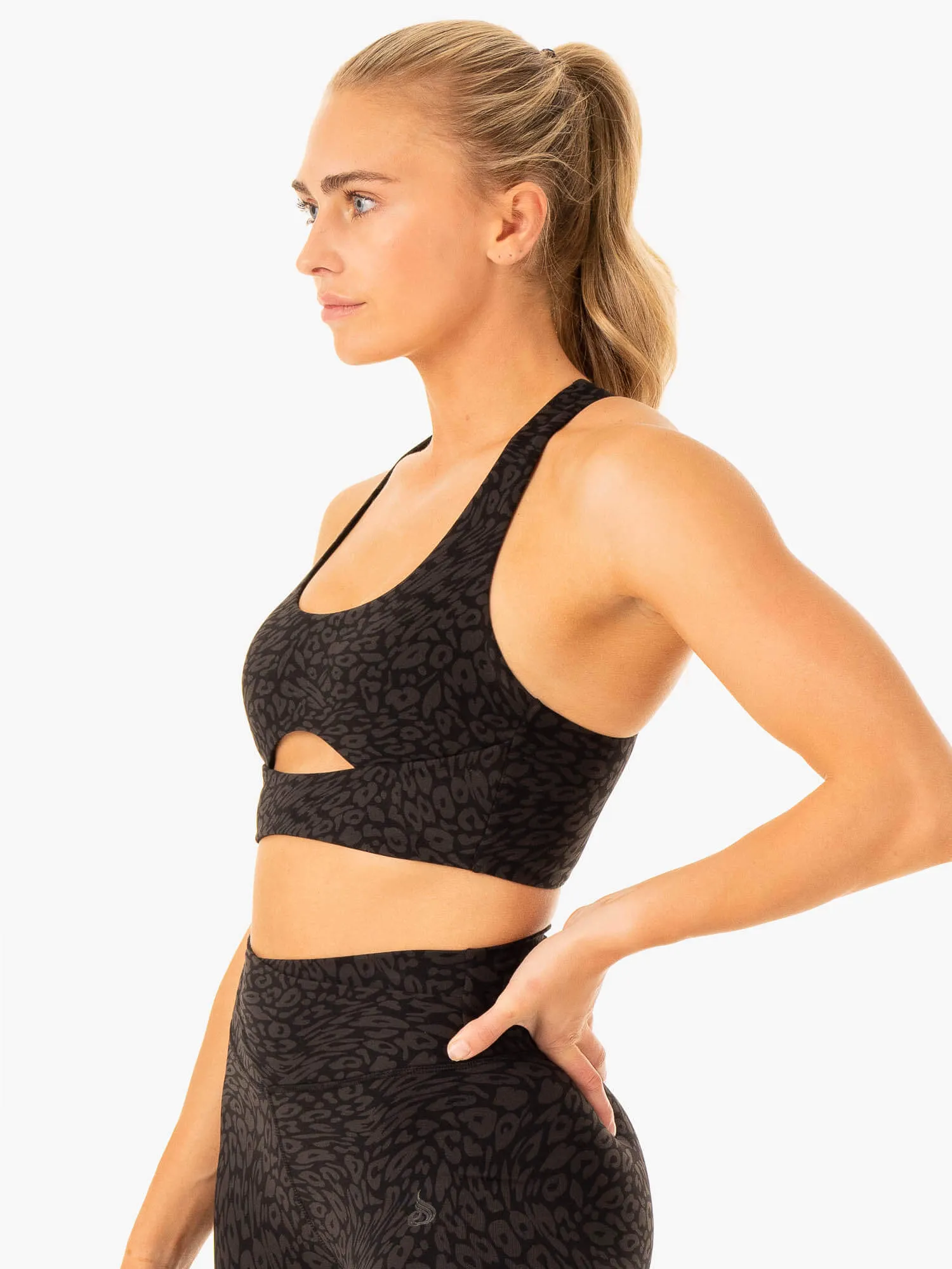 Rotation Sports Bra - Black Leopard Quick Dry