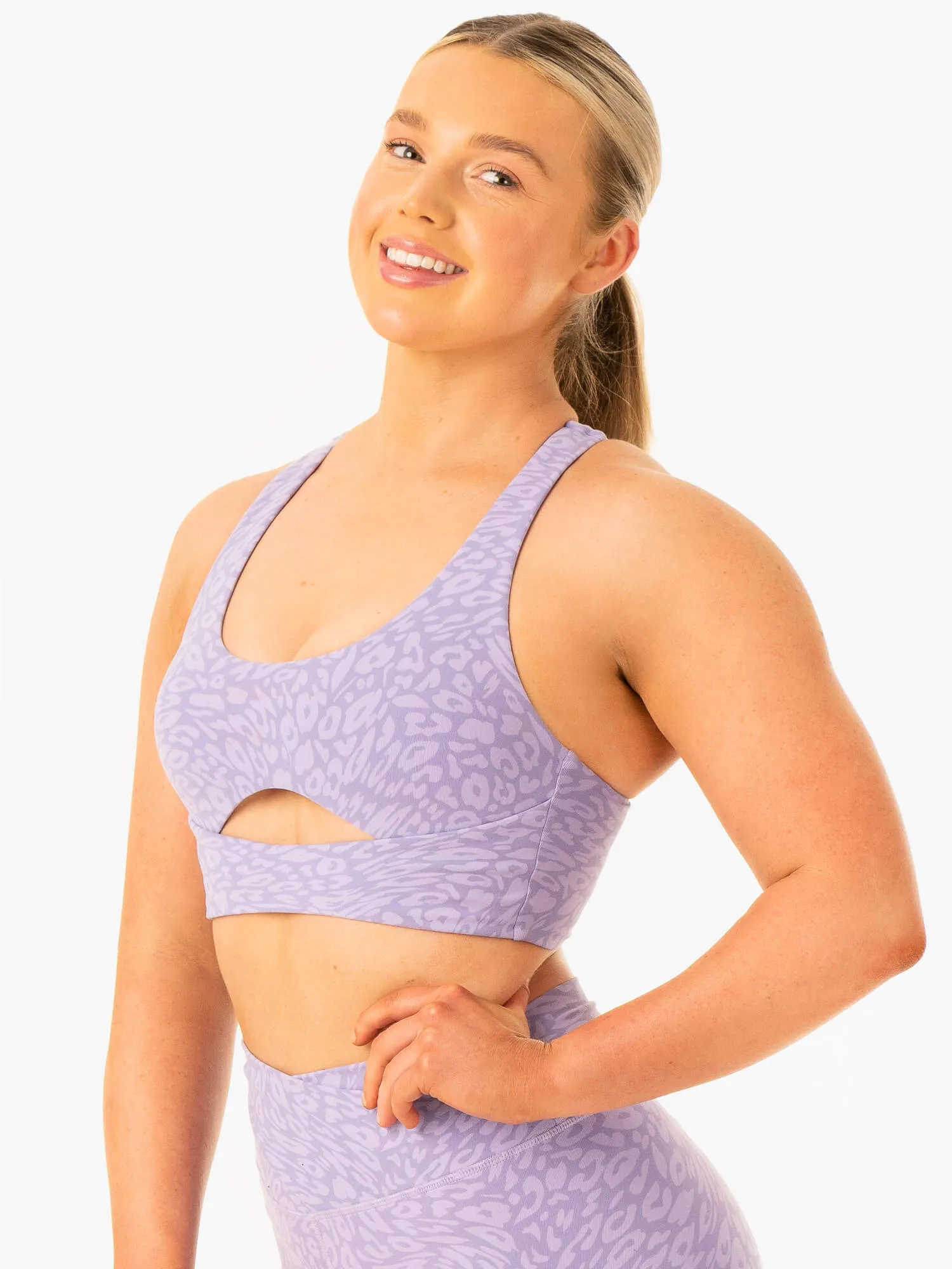 Rotation Sports Bra - Iris Leopard Wide Shoulder