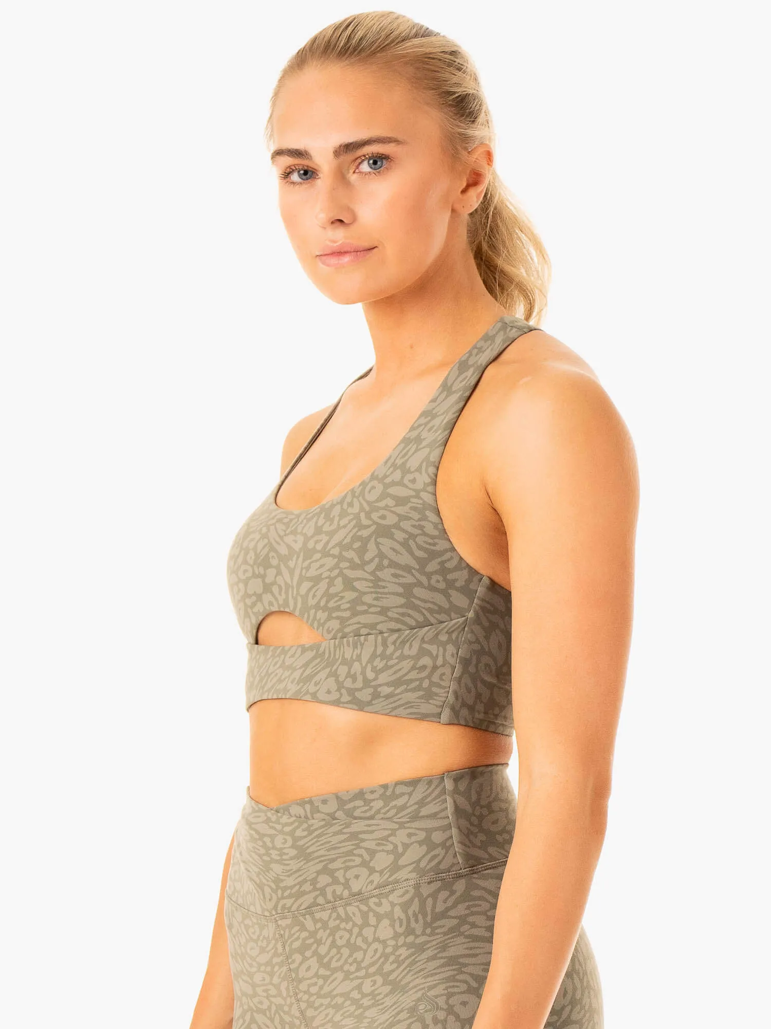 Rotation Sports Bra - Khaki Leopard No Pressure