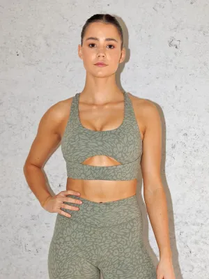 Rotation Sports Bra - Khaki Leopard Modern Style
