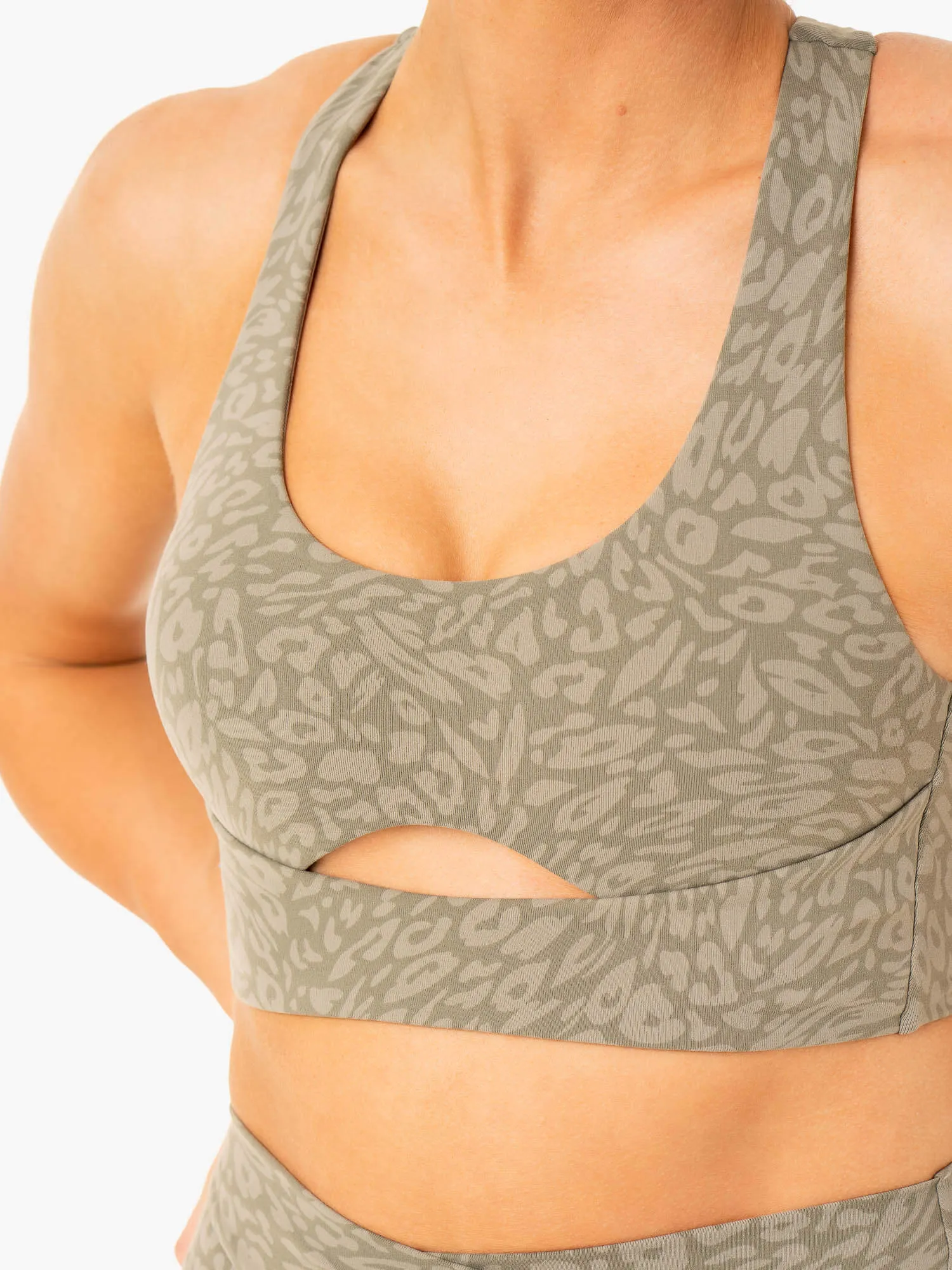 Rotation Sports Bra - Khaki Leopard Flexible Fit