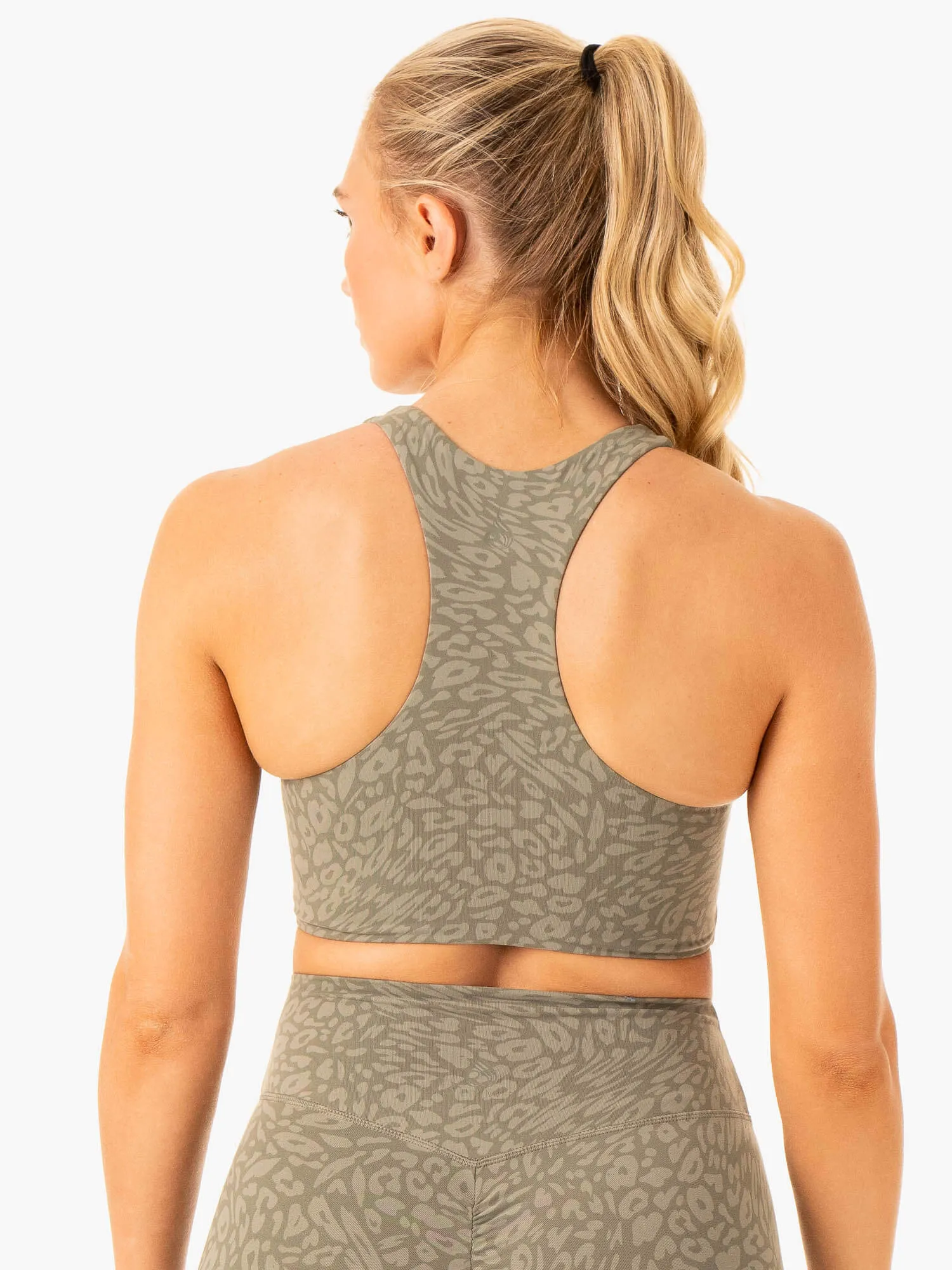 Rotation Sports Bra - Khaki Leopard High Stretch