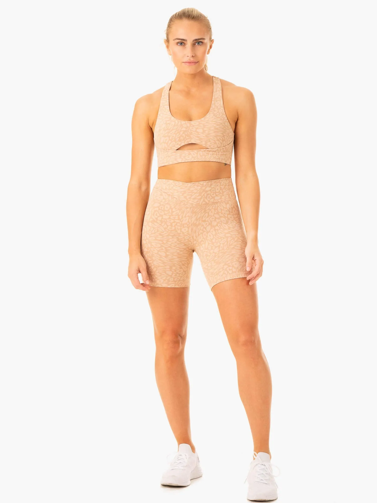 Rotation Sports Bra - Sandstone Leopard Wide Shoulder