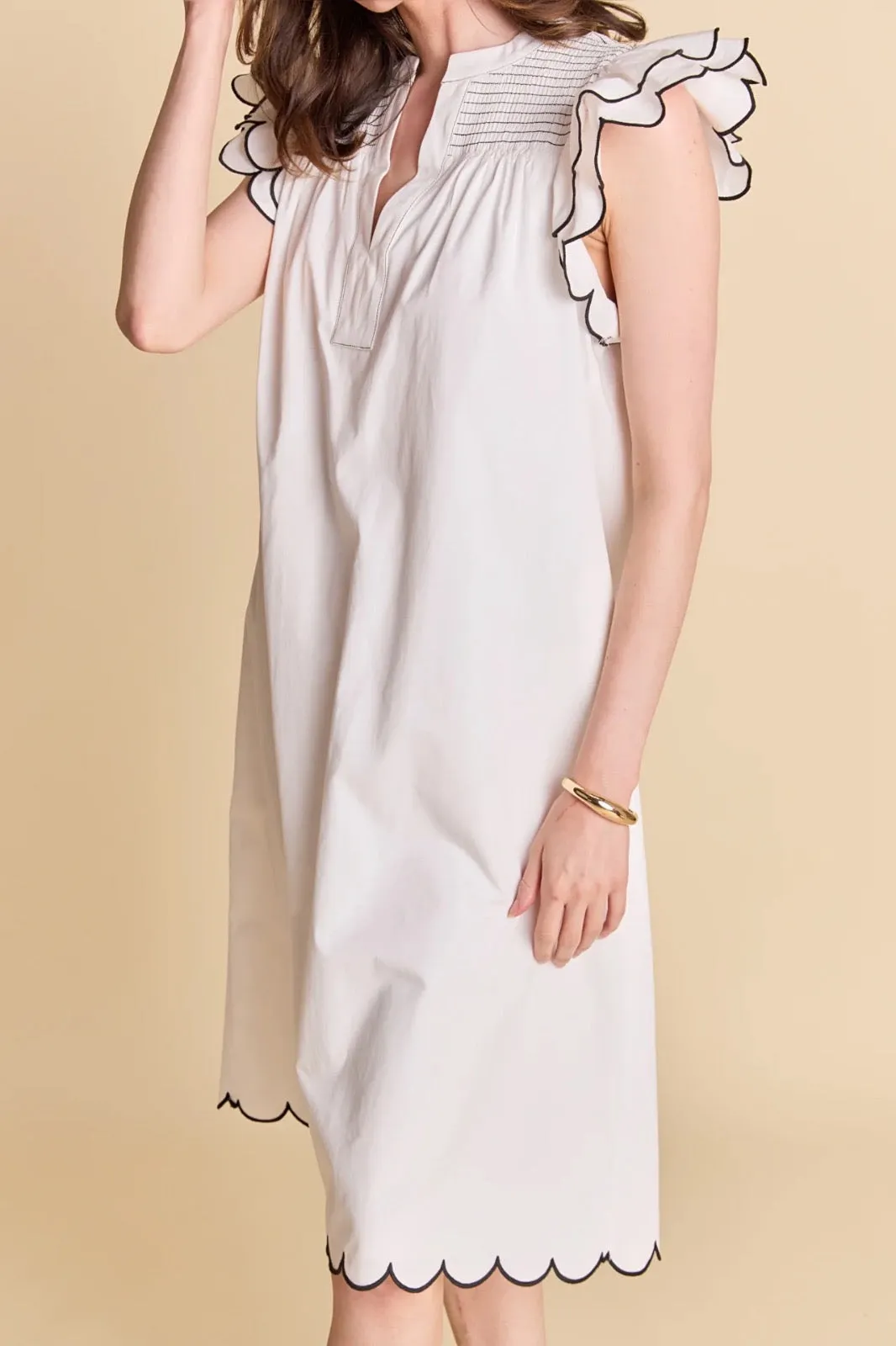 Scallop Midi Dress Summer sun