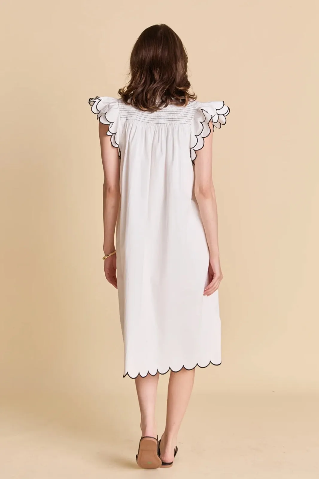 Scallop Midi Dress Soft material