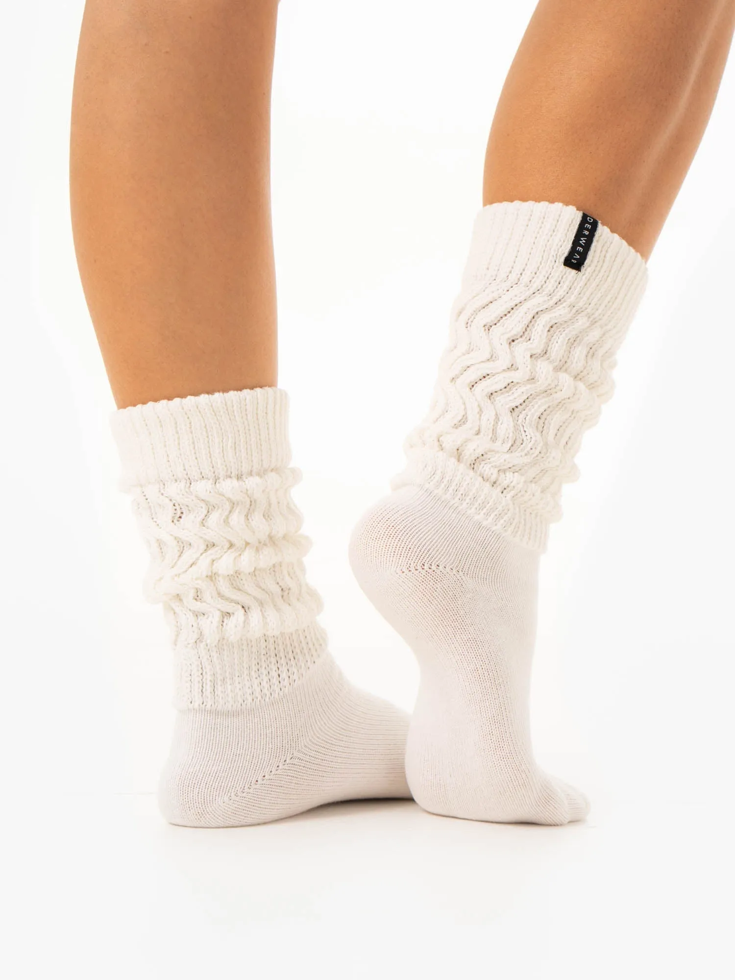 Scrunch Crew Socks - White Multi Function